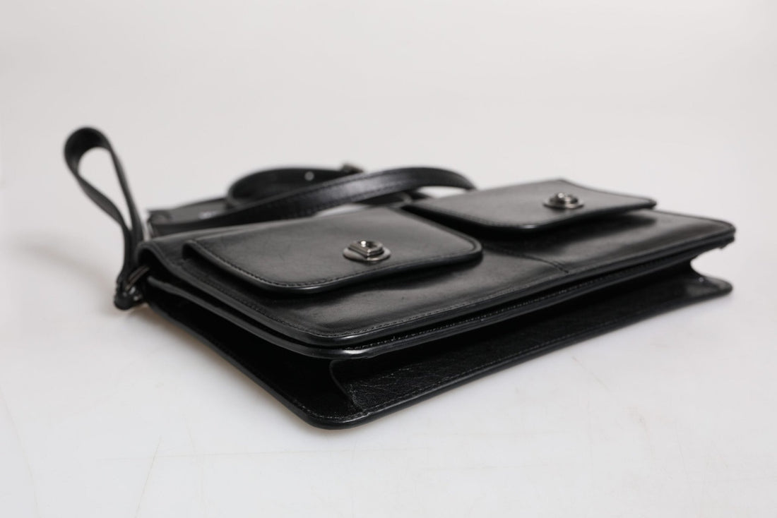 Dolce & Gabbana Black Leather Logo Purse Shoulder Crossbody Bag - RIMODA