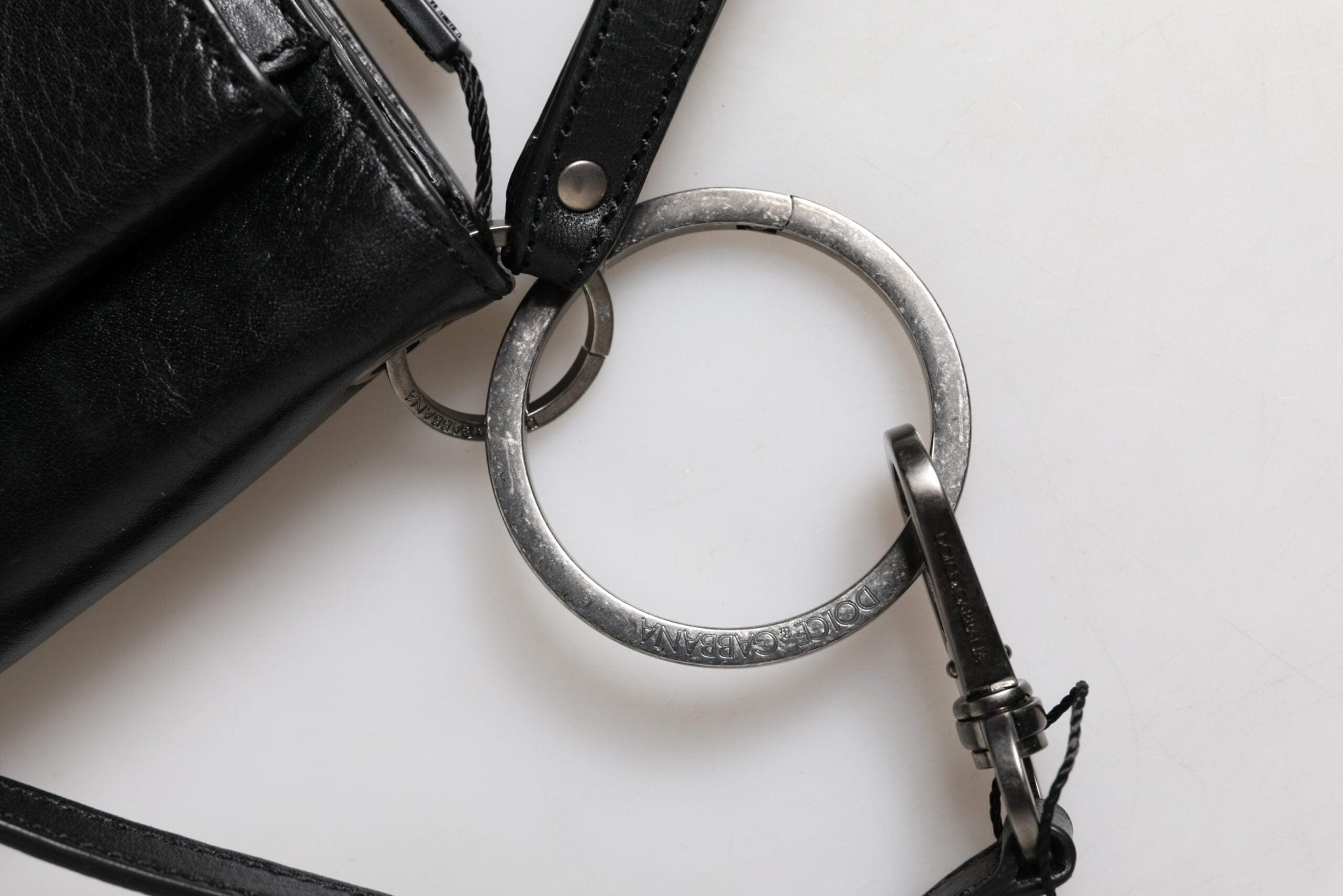 Dolce & Gabbana Black Leather Logo Purse Shoulder Crossbody Bag - RIMODA