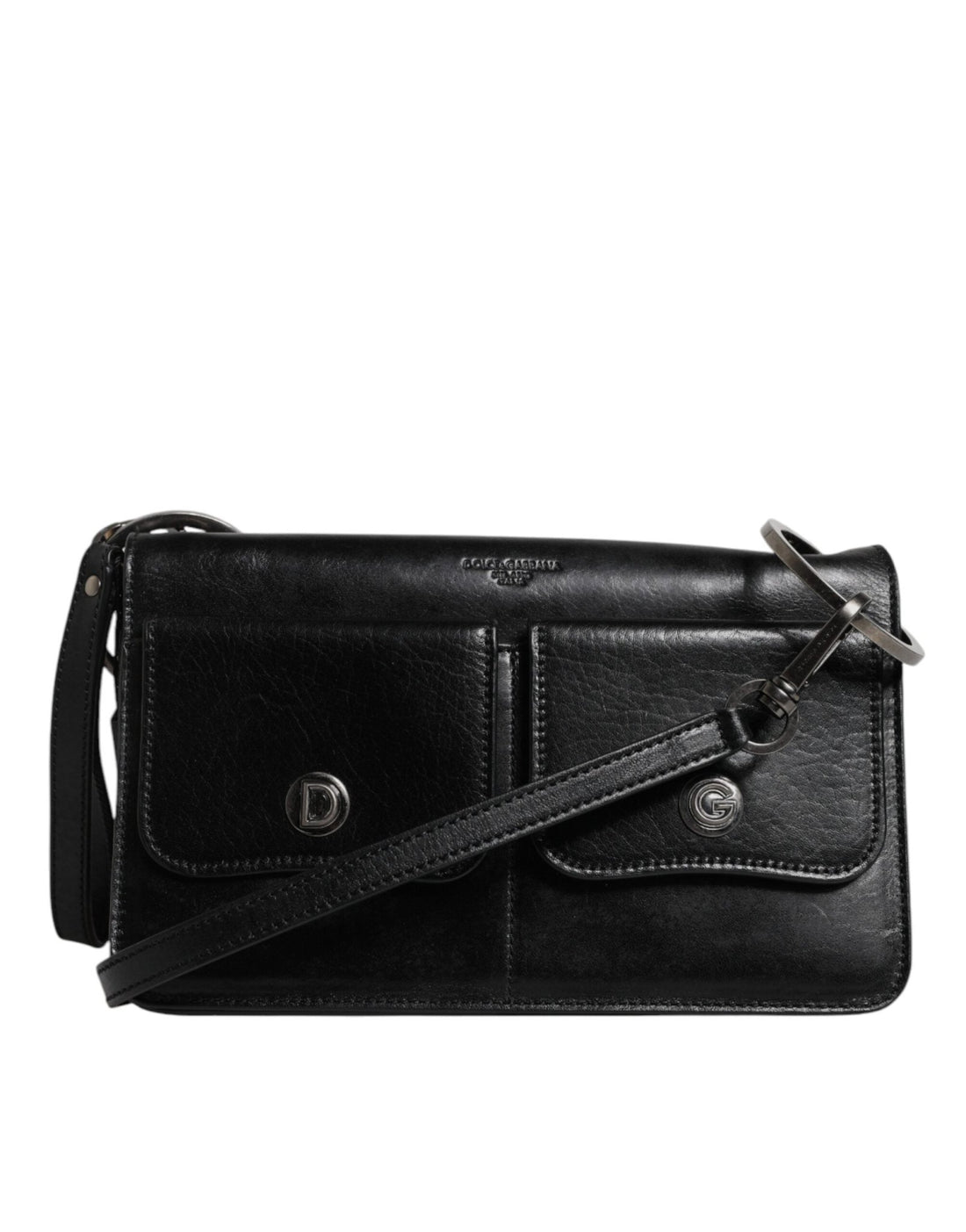 Dolce & Gabbana Black Leather Logo Purse Shoulder Crossbody Bag - RIMODA