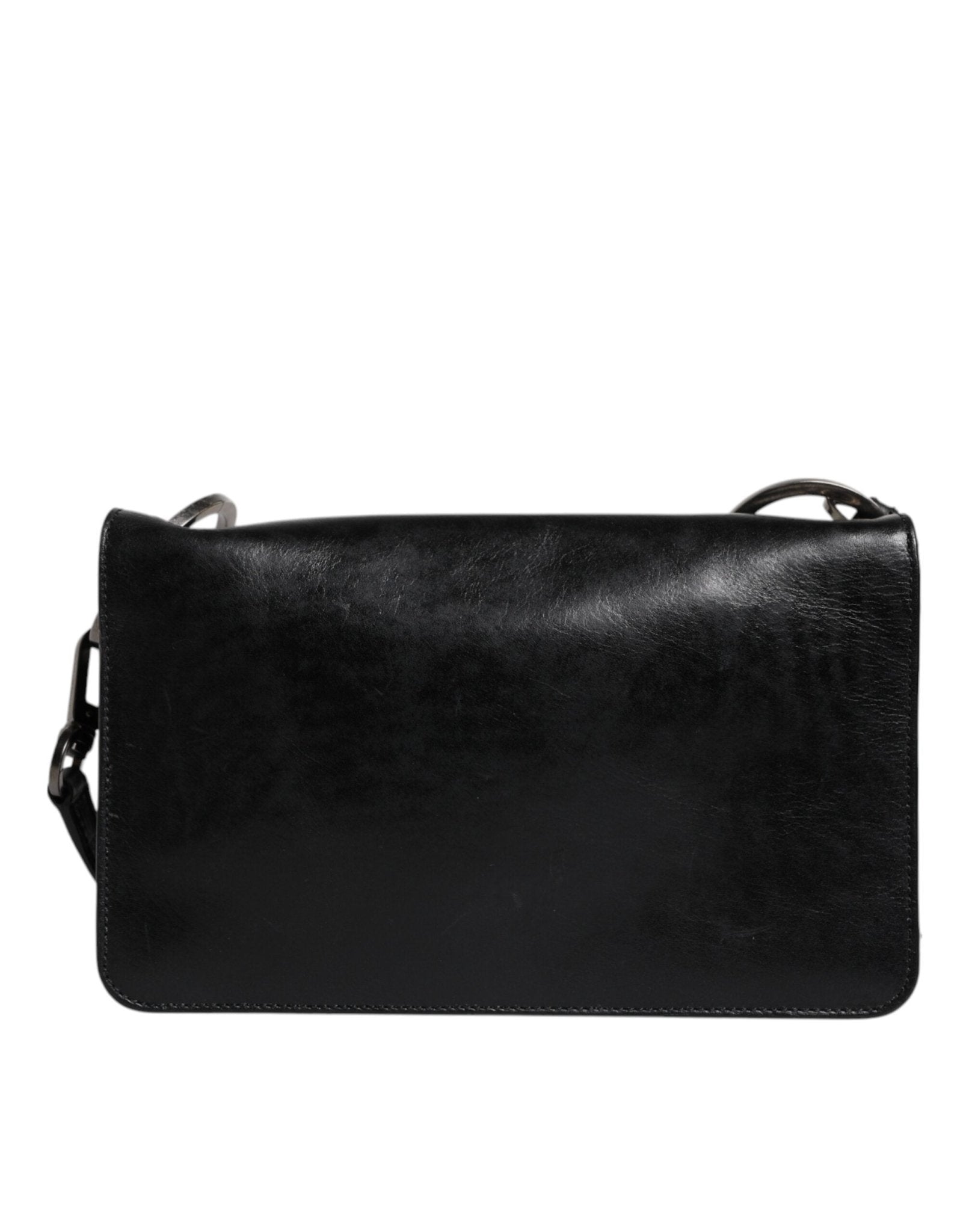 Dolce & Gabbana Black Leather Logo Purse Shoulder Crossbody Bag - RIMODA