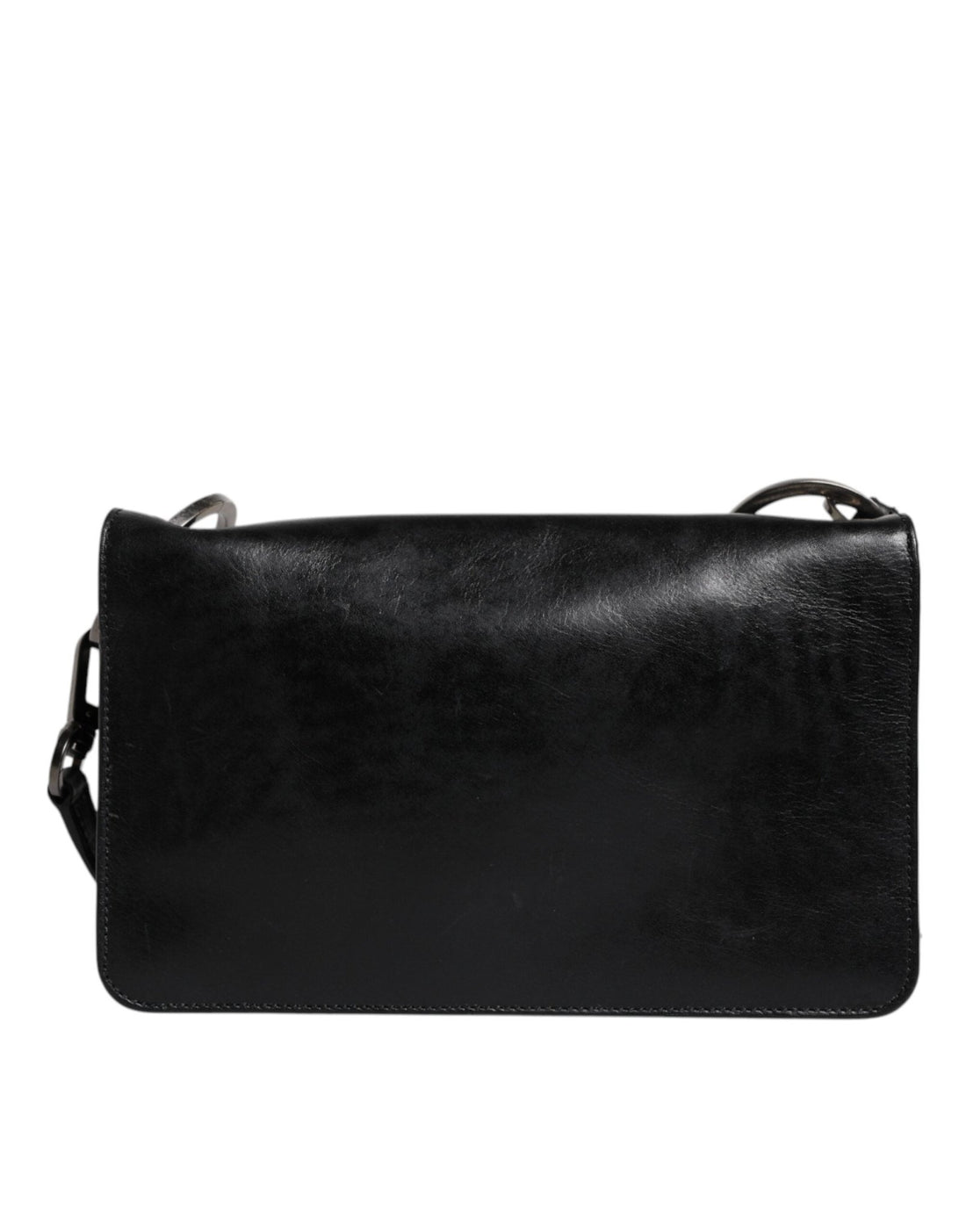 Dolce & Gabbana Black Leather Logo Purse Shoulder Crossbody Bag - RIMODA