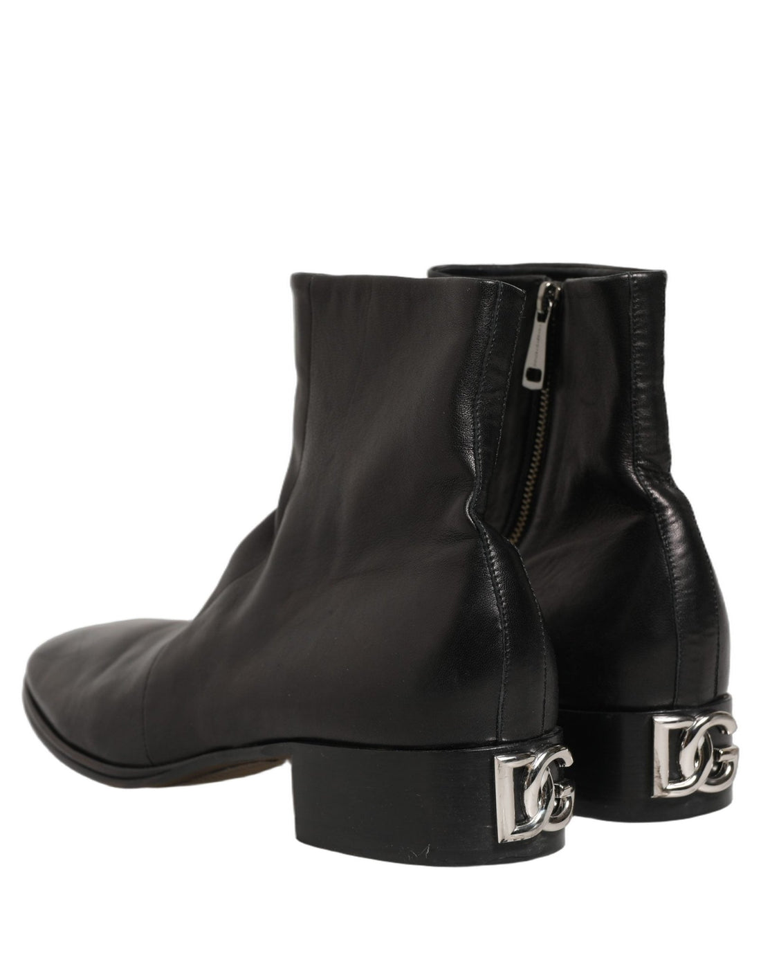 Dolce & Gabbana Black Leather Logo Short Ankle Boots Shoes - RIMODA