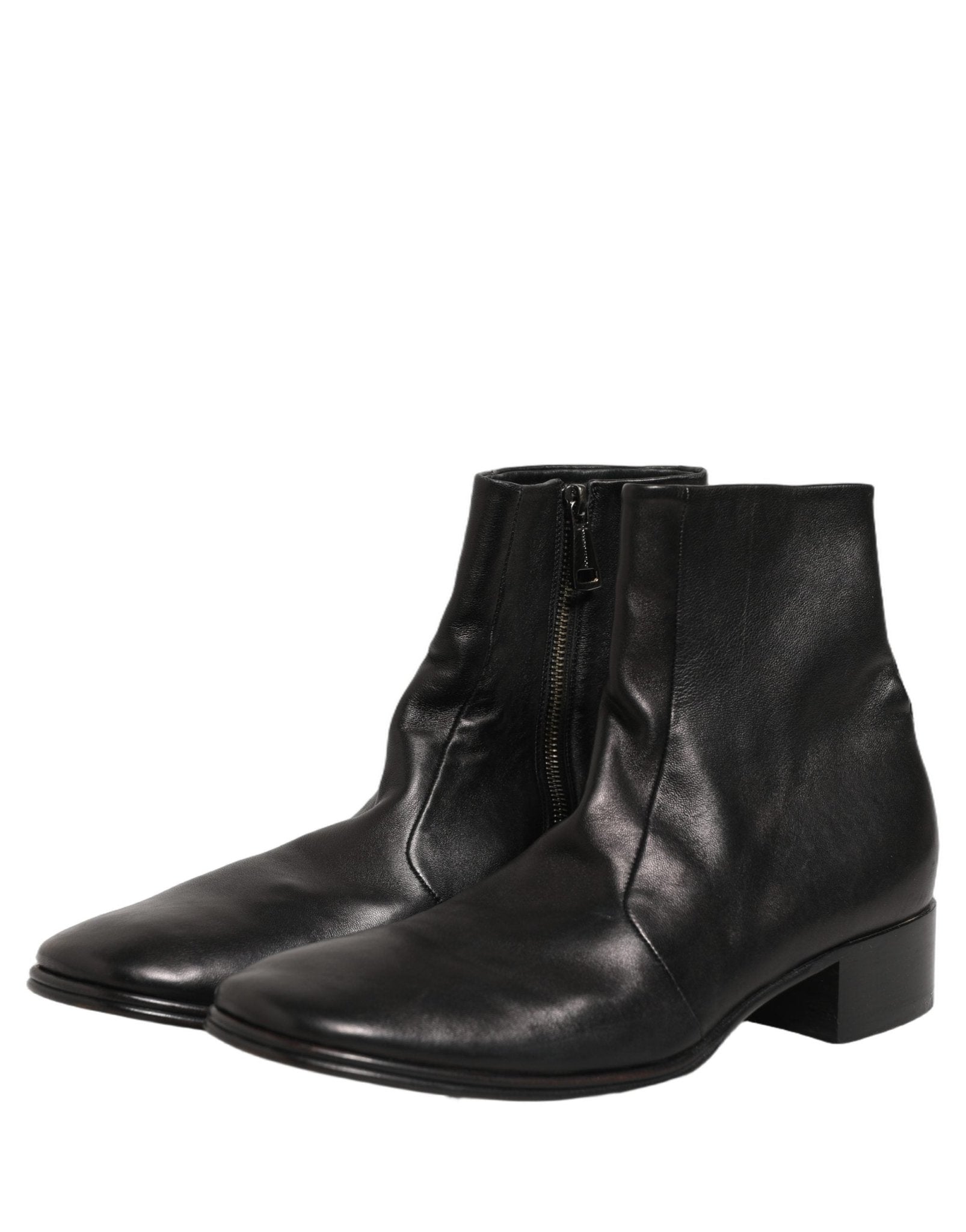 Dolce & Gabbana Black Leather Logo Short Ankle Boots Shoes - RIMODA