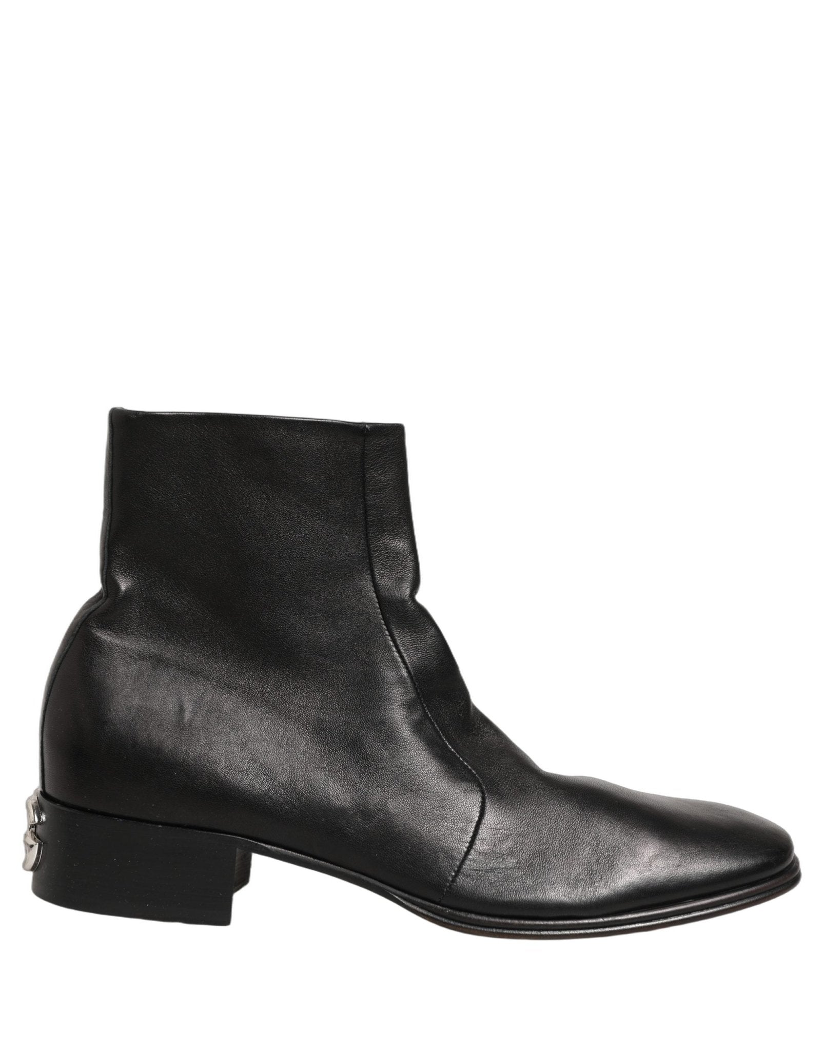 Dolce & Gabbana Black Leather Logo Short Ankle Boots Shoes - RIMODA