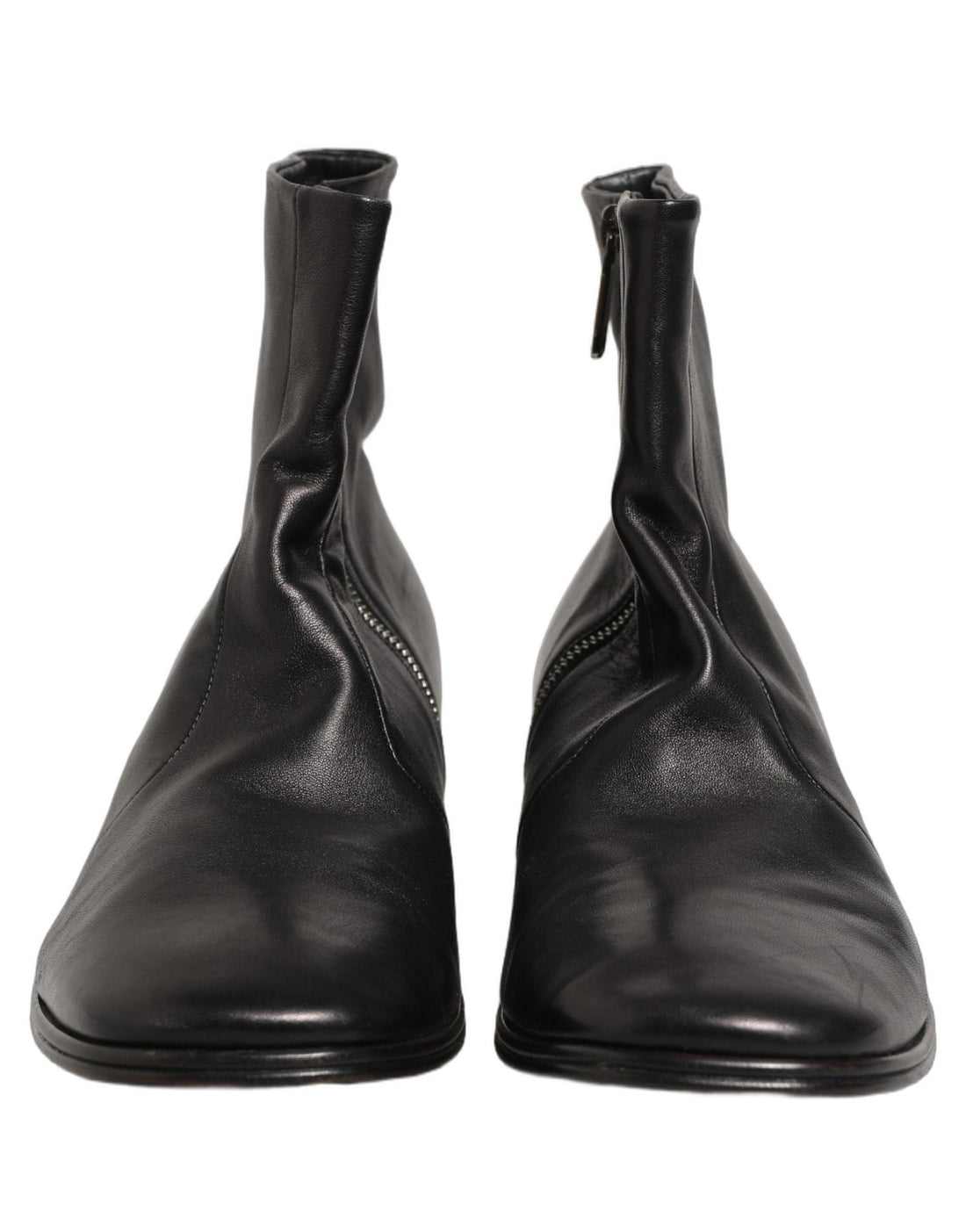 Dolce & Gabbana Black Leather Logo Short Ankle Boots Shoes - RIMODA