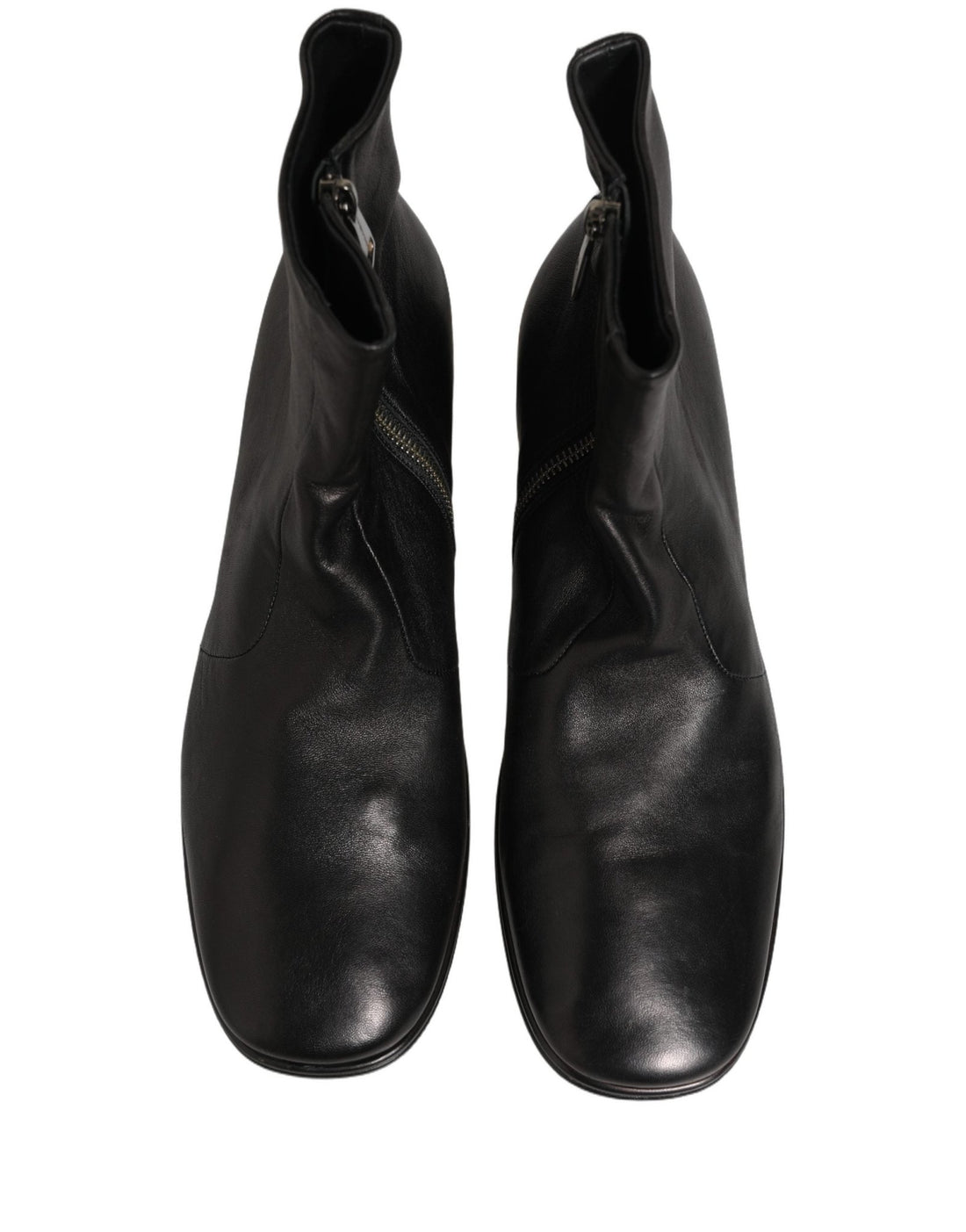 Dolce & Gabbana Black Leather Logo Short Ankle Boots Shoes - RIMODA