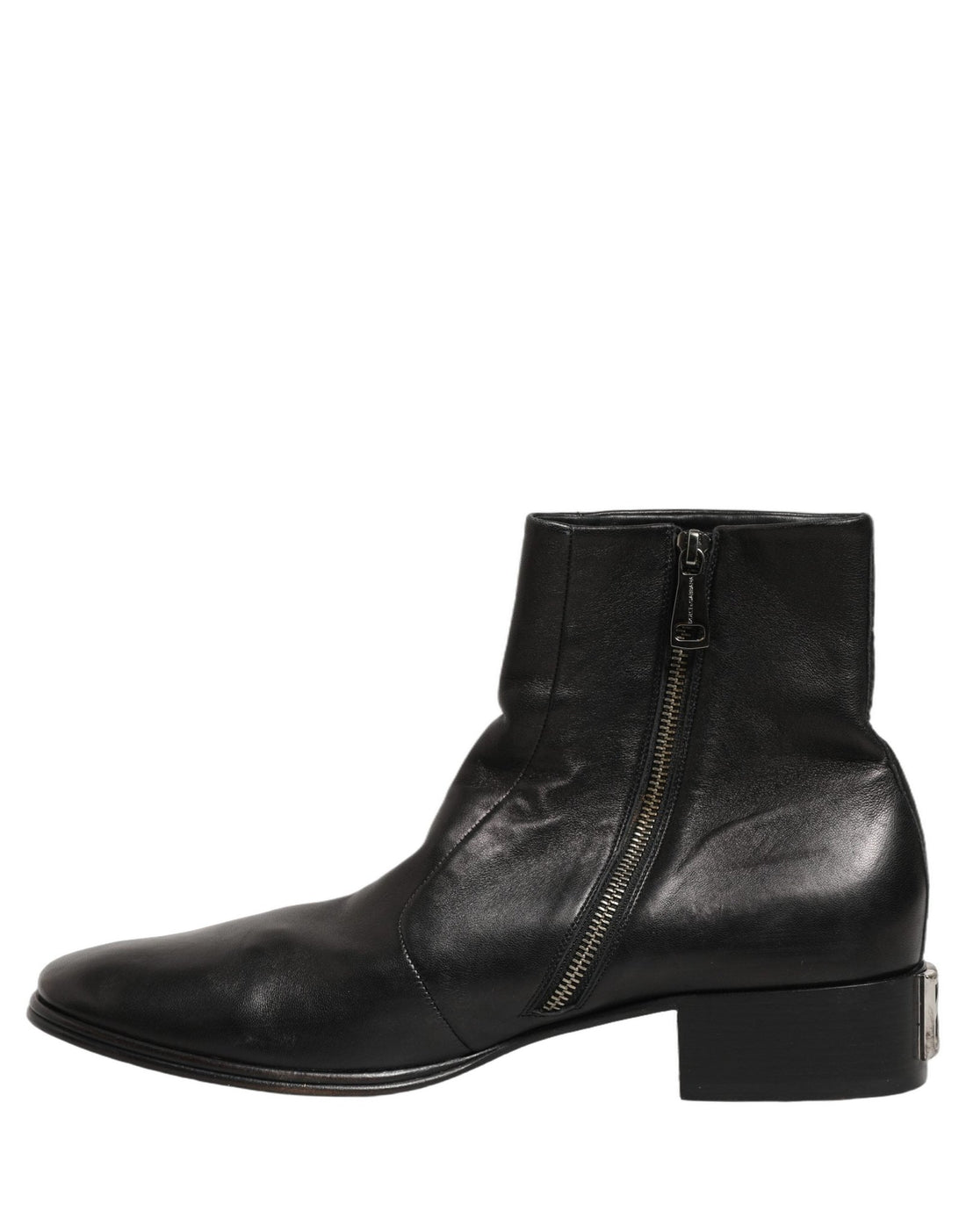 Dolce & Gabbana Black Leather Logo Short Ankle Boots Shoes - RIMODA