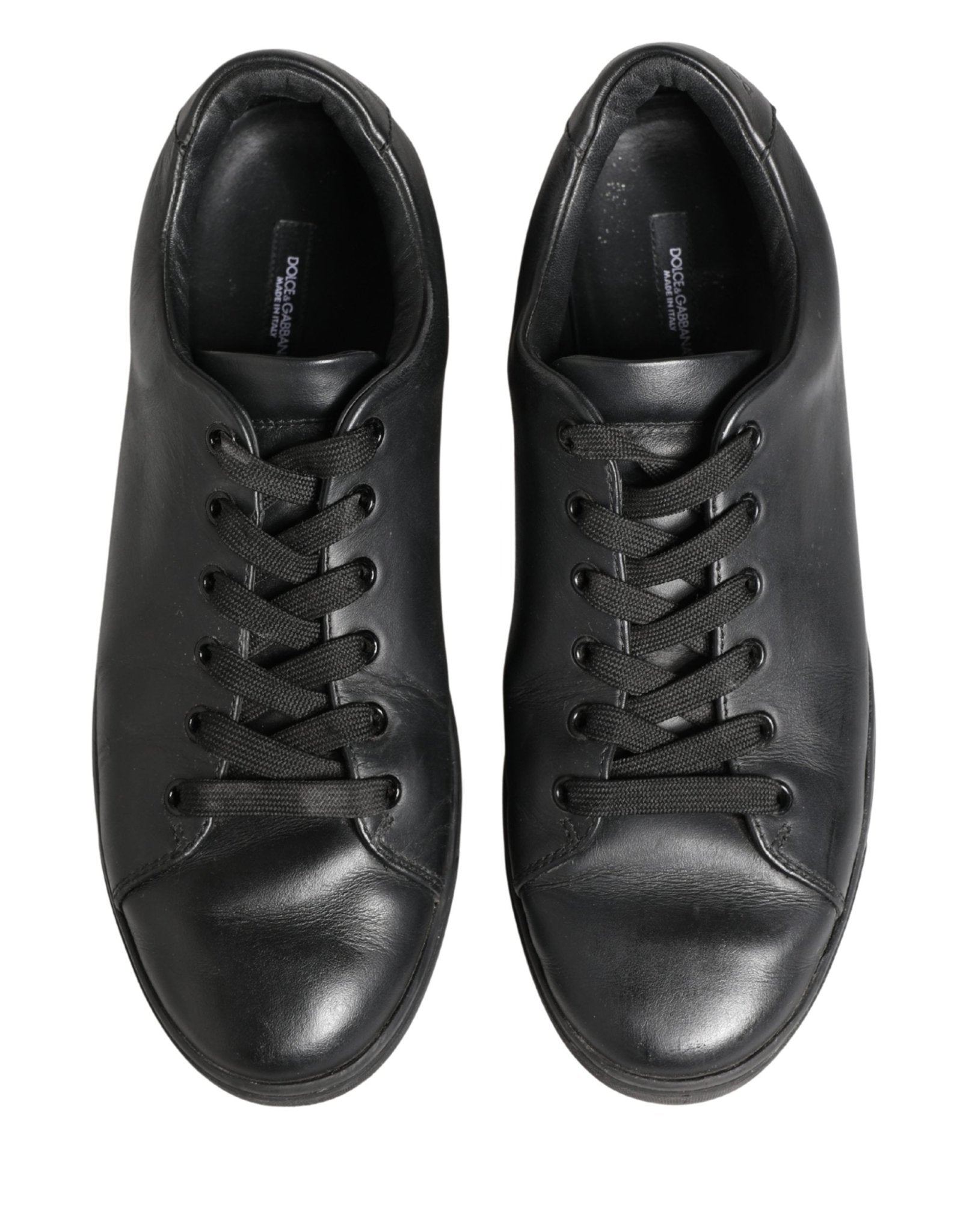 Dolce & Gabbana Black Leather Low Top Lace Up Sneakers Shoes - RIMODA