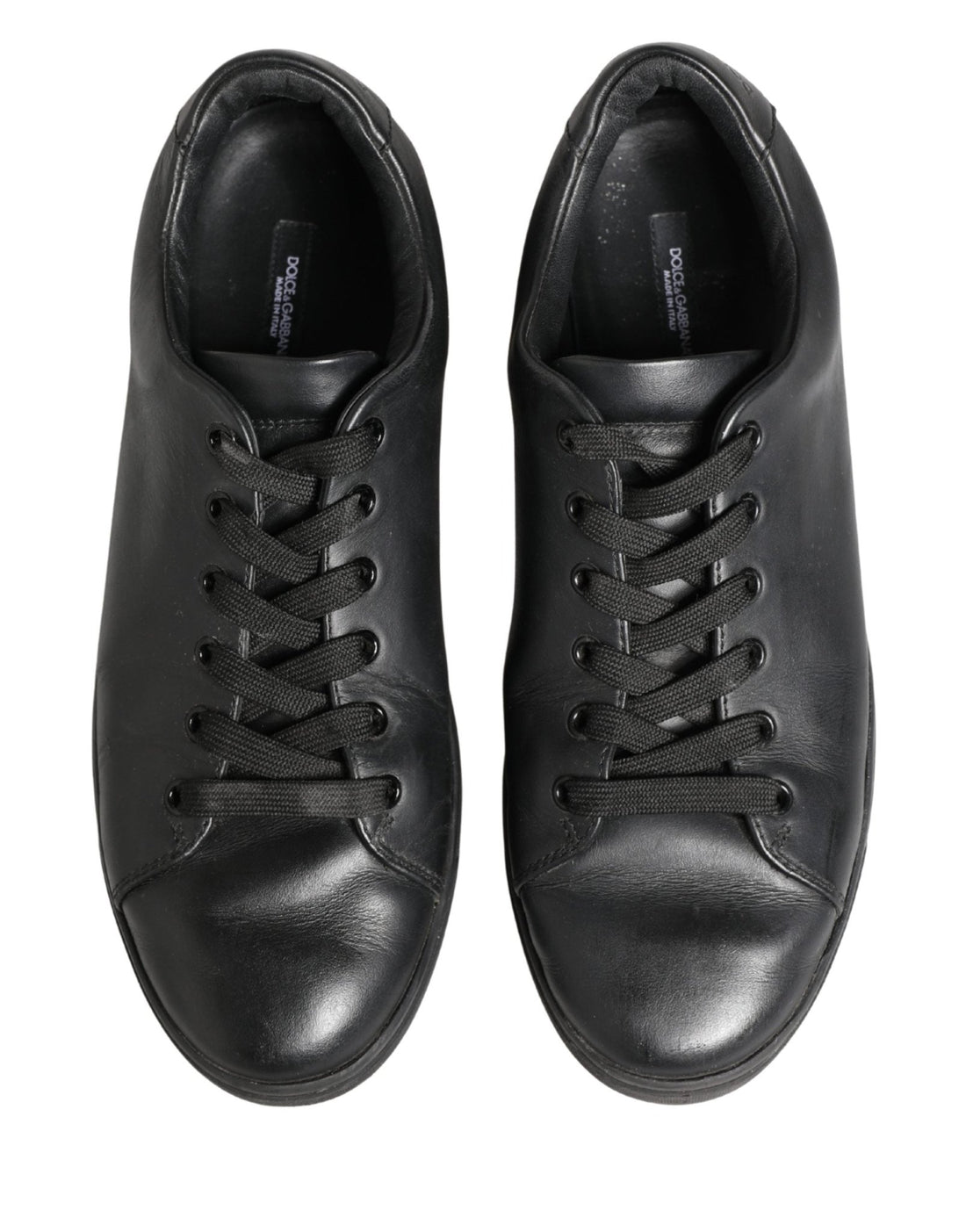 Dolce & Gabbana Black Leather Low Top Lace Up Sneakers Shoes - RIMODA