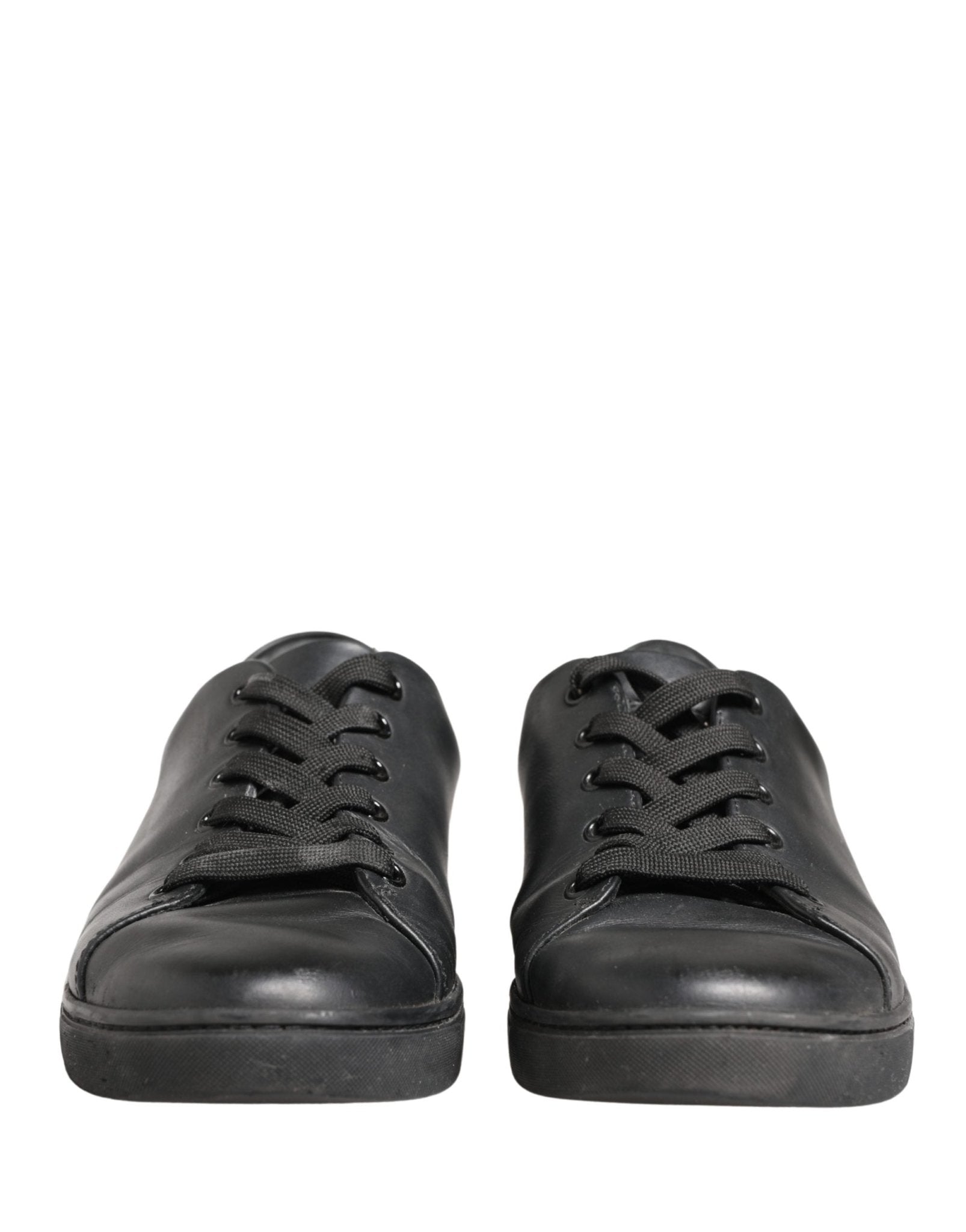 Dolce & Gabbana Black Leather Low Top Lace Up Sneakers Shoes - RIMODA