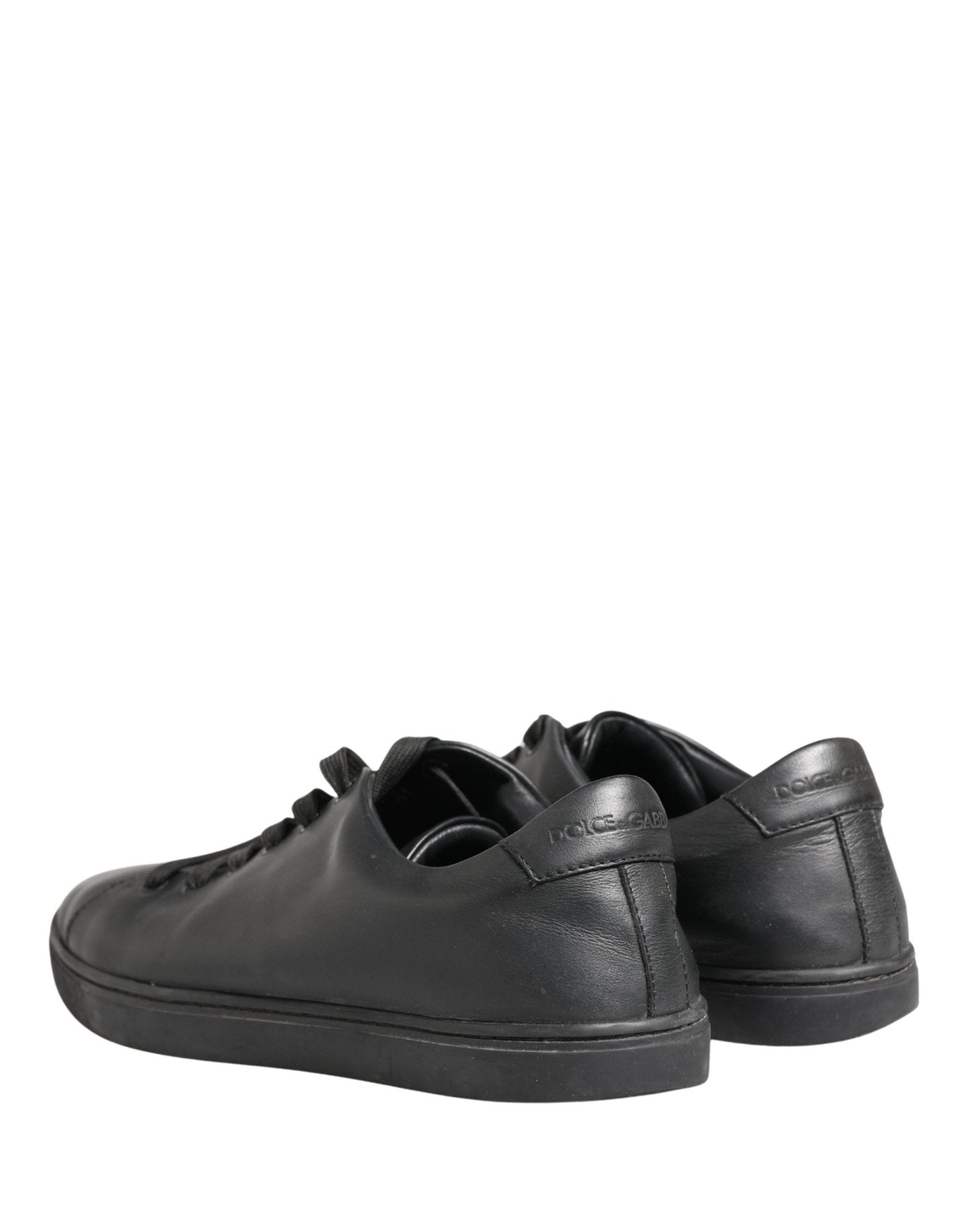 Dolce & Gabbana Black Leather Low Top Lace Up Sneakers Shoes - RIMODA
