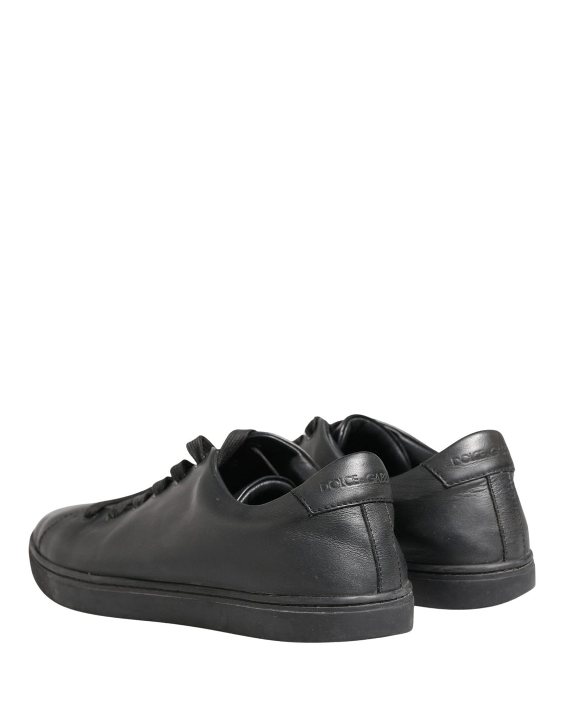Dolce & Gabbana Black Leather Low Top Lace Up Sneakers Shoes - RIMODA