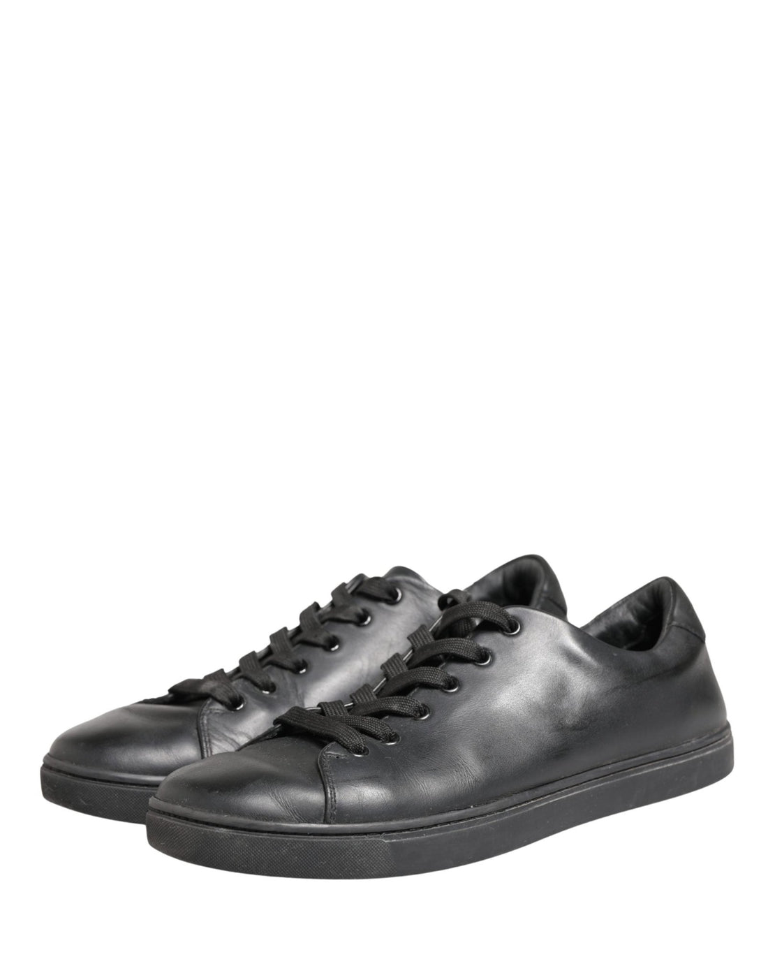 Dolce & Gabbana Black Leather Low Top Lace Up Sneakers Shoes - RIMODA