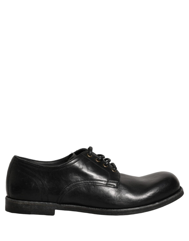 Dolce & Gabbana Black Leather Men Derby Dress Formal Shoes - RIMODA