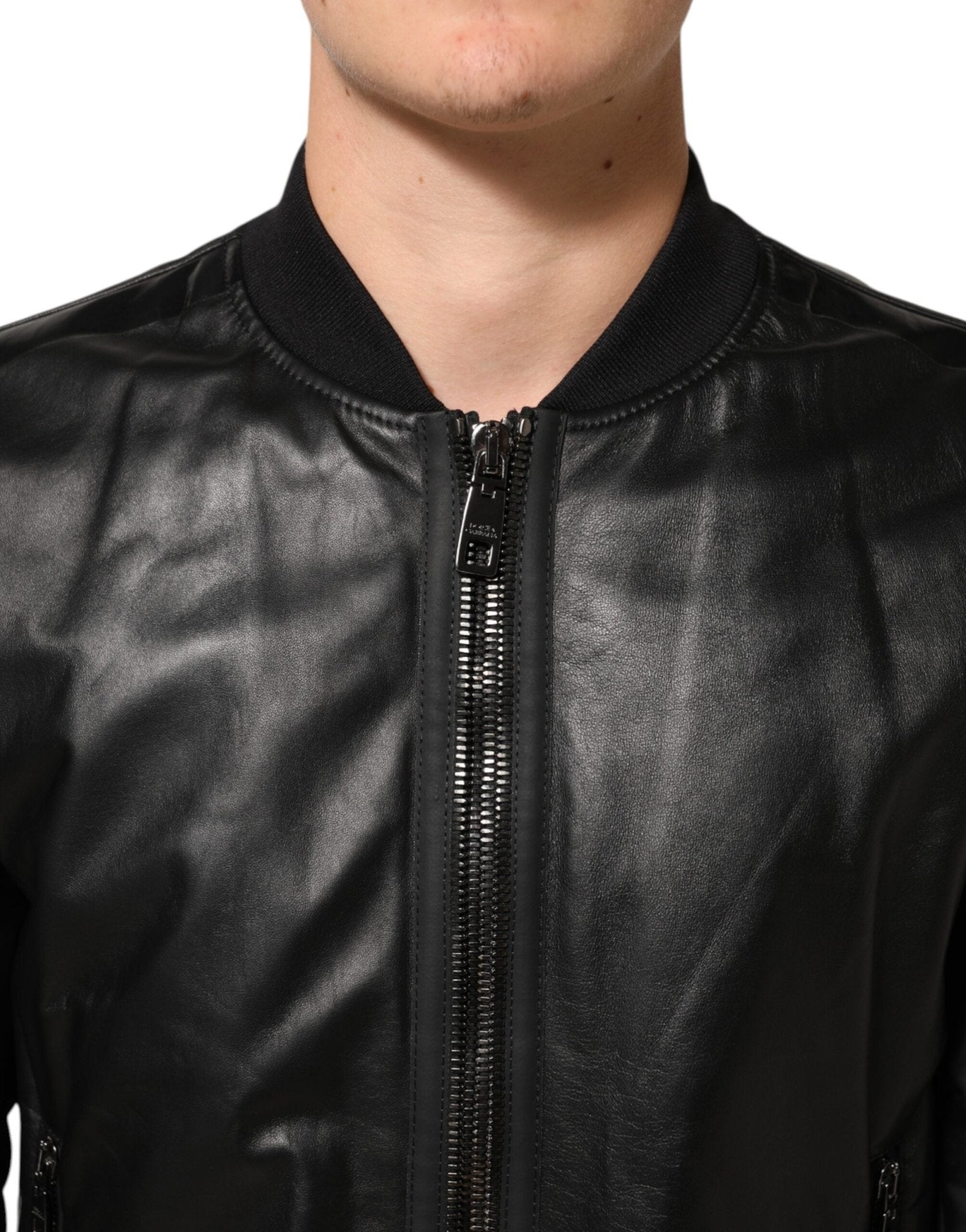 Dolce & Gabbana Black Leather Nylon FullZip Blouson Jacket - RIMODA