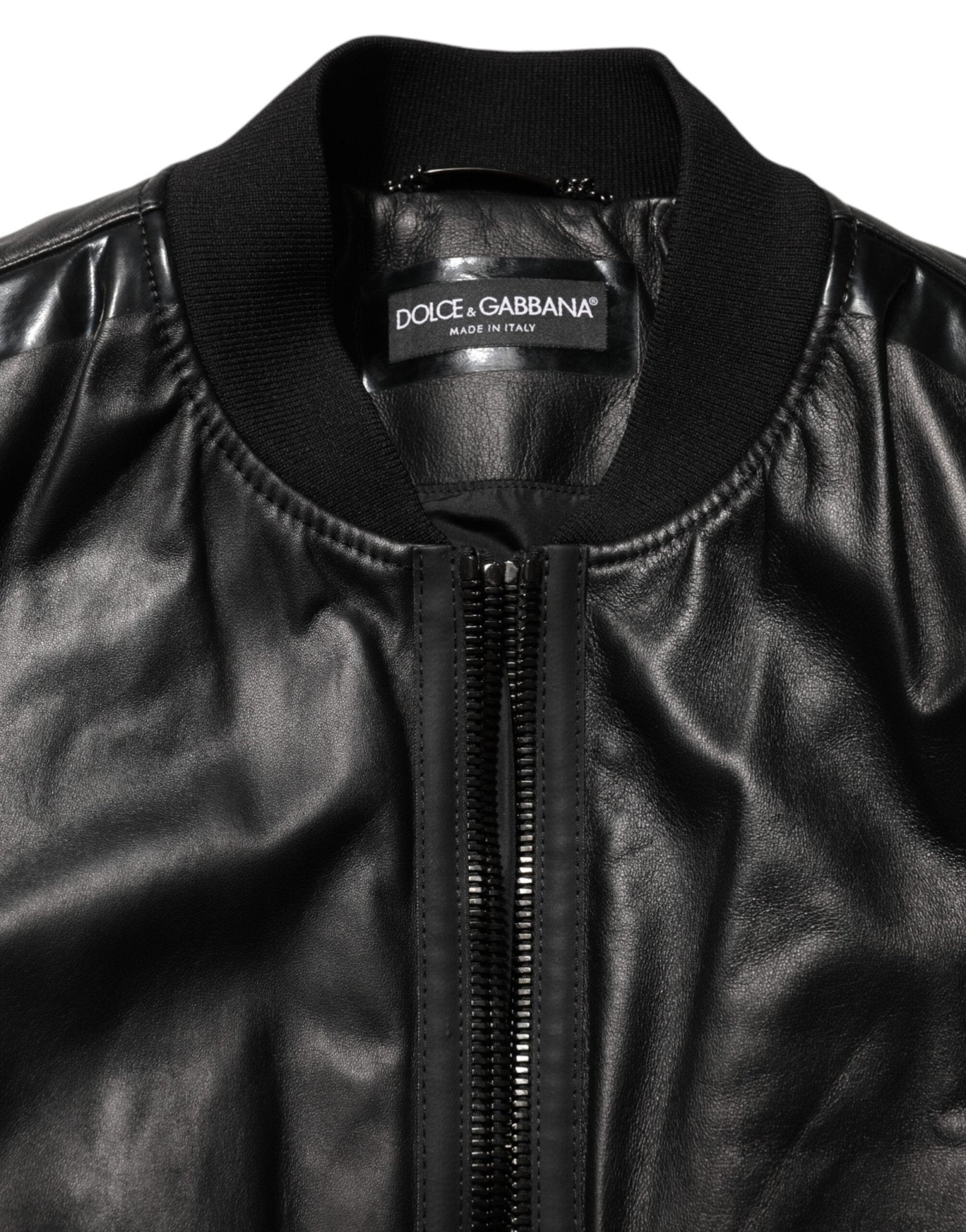 Dolce & Gabbana Black Leather Nylon FullZip Blouson Jacket - RIMODA
