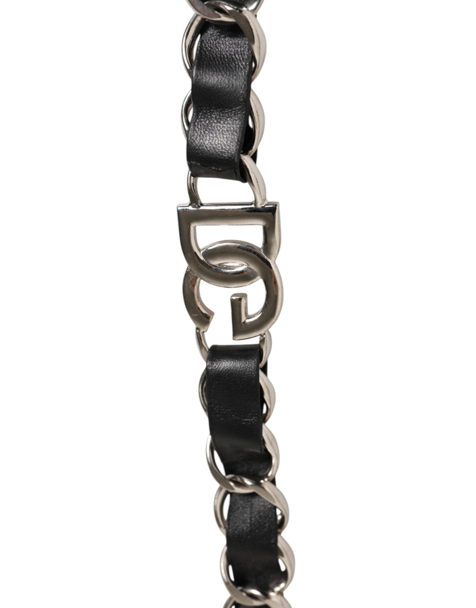 Dolce & Gabbana Black Leather Silver Chain Bag Accessory Shoulder Strap - RIMODA