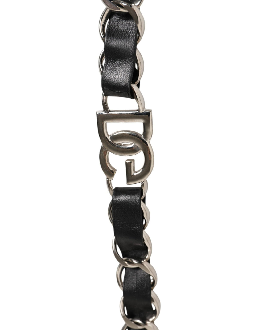 Dolce & Gabbana Black Leather Silver Chain Bag Accessory Shoulder Strap - RIMODA