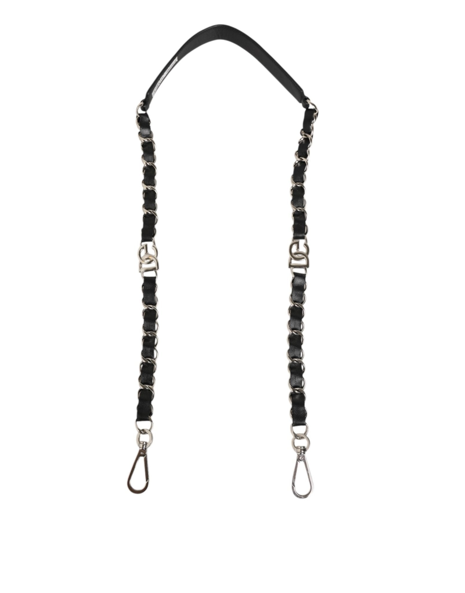 Dolce & Gabbana Black Leather Silver Chain Bag Accessory Shoulder Strap - RIMODA