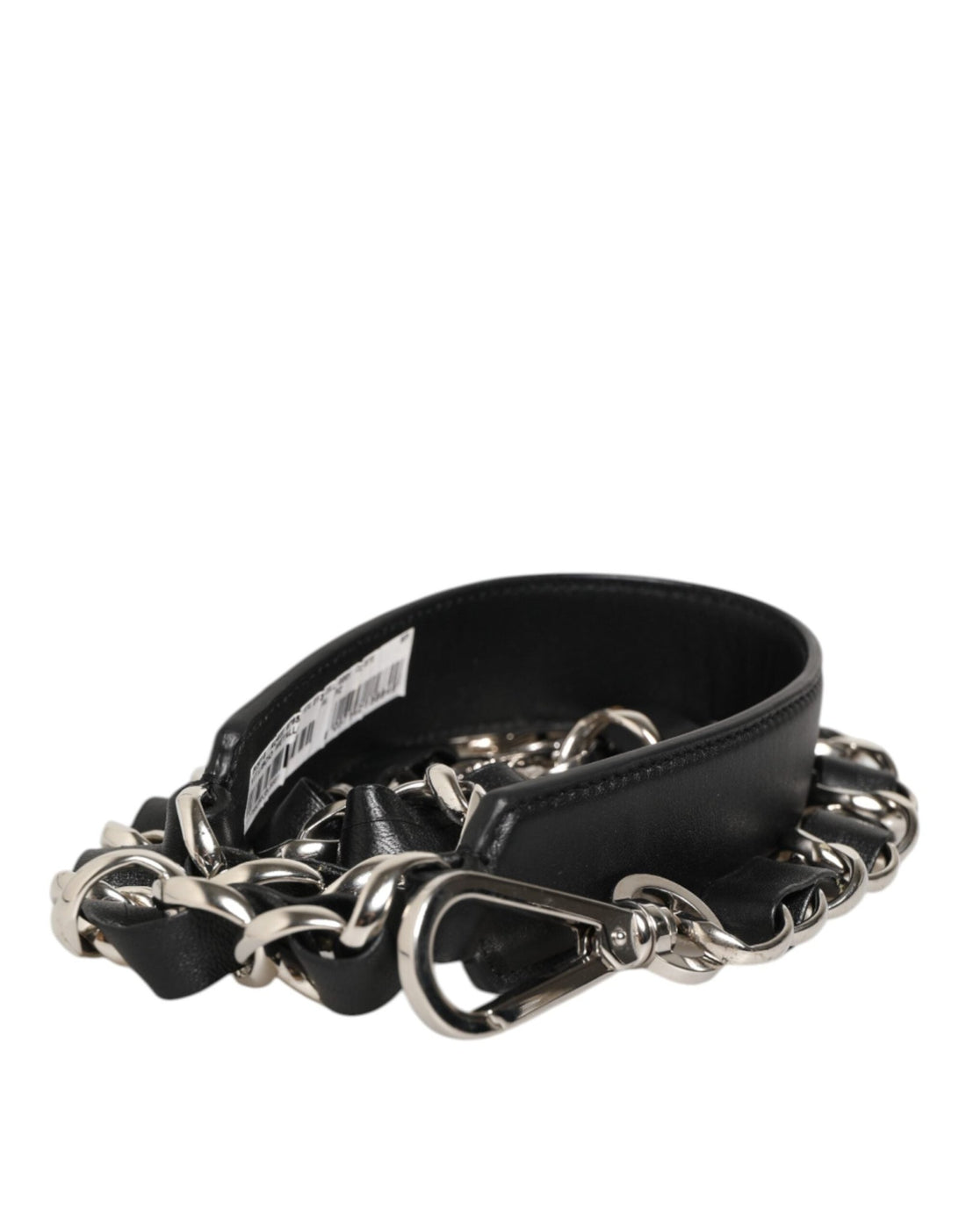 Dolce & Gabbana Black Leather Silver Chain Bag Accessory Shoulder Strap - RIMODA