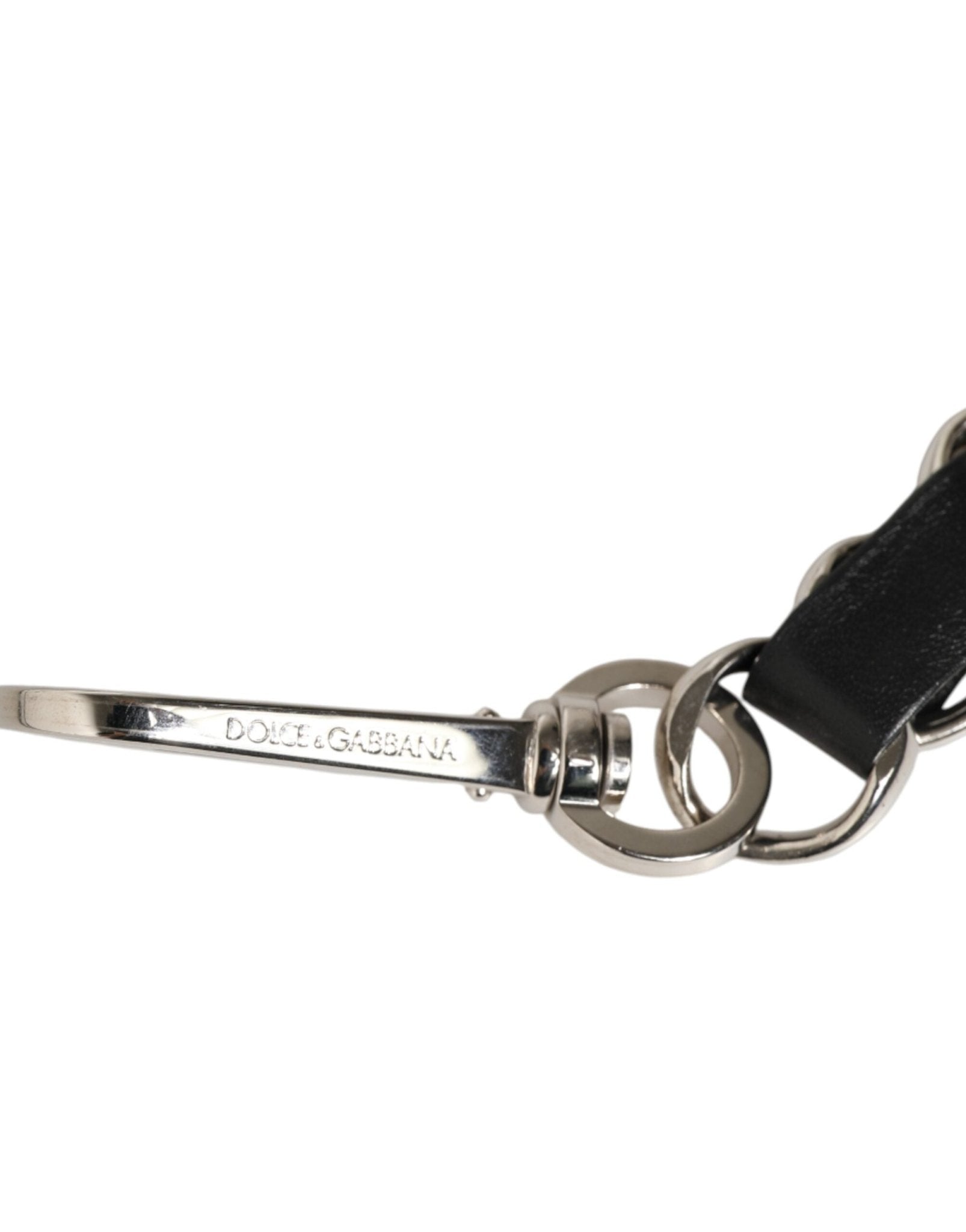 Dolce & Gabbana Black Leather Silver Chain Bag Accessory Shoulder Strap - RIMODA
