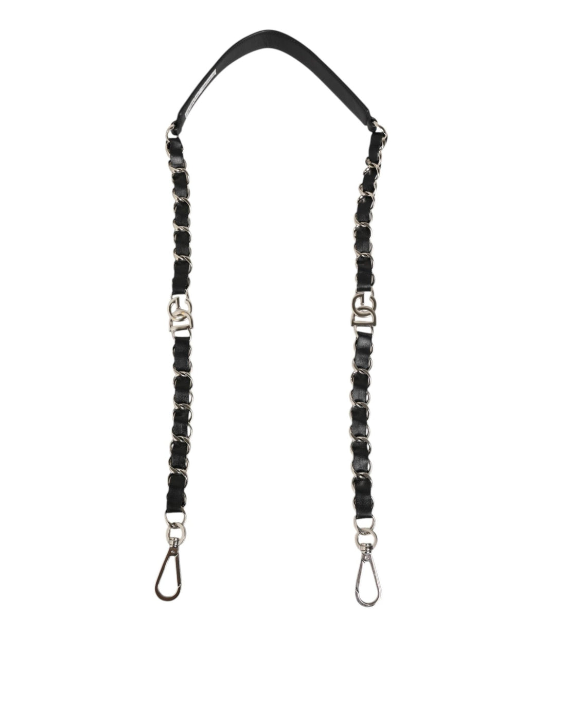 Dolce & Gabbana Black Leather Silver Chain Bag Accessory Shoulder Strap - RIMODA
