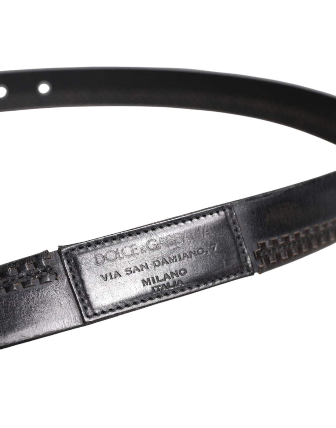 Dolce & Gabbana Black Leather Silver Tone Metal Buckle Belt - RIMODA