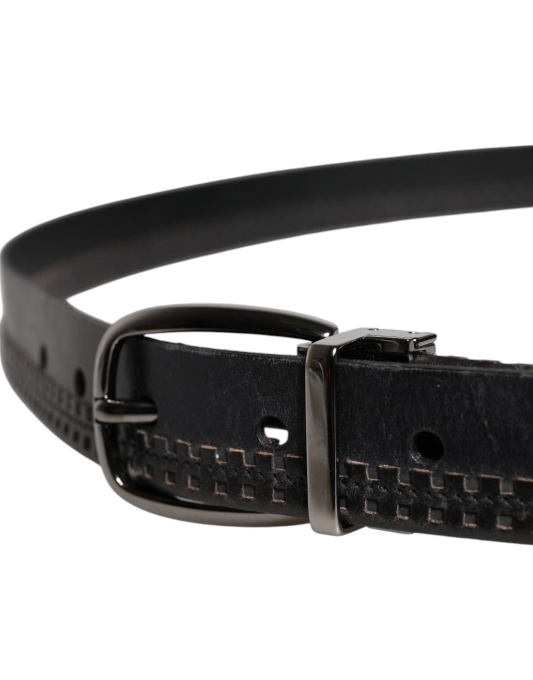 Dolce & Gabbana Black Leather Silver Tone Metal Buckle Belt - RIMODA