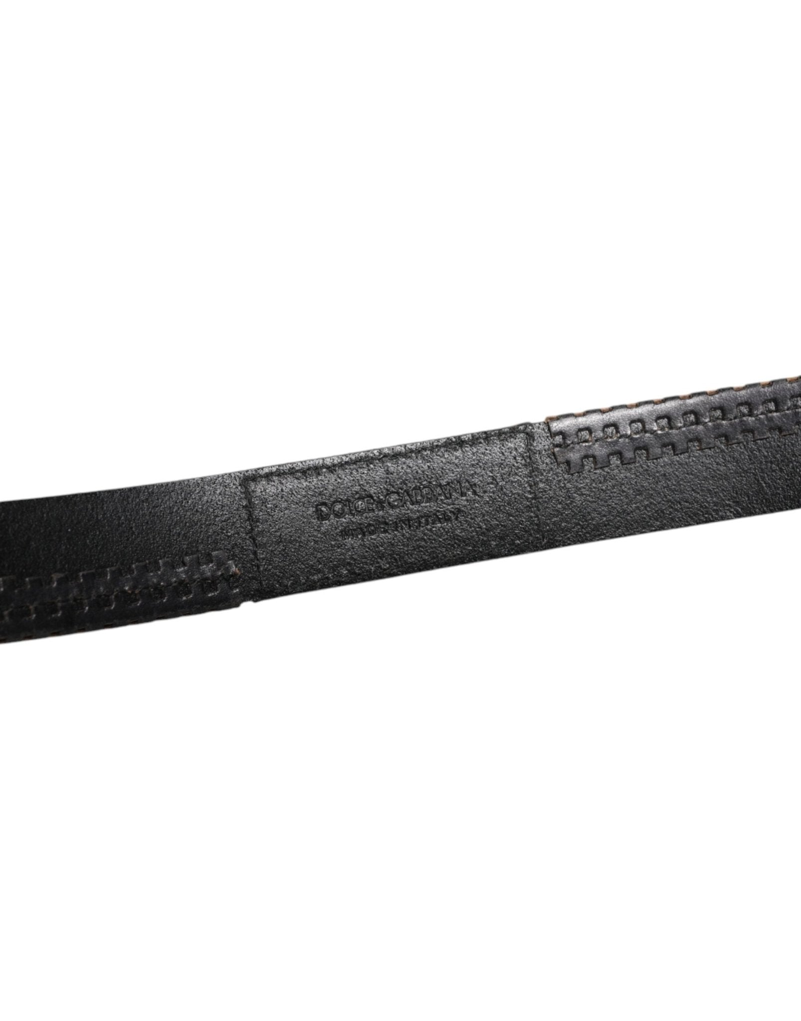 Dolce & Gabbana Black Leather Silver Tone Metal Buckle Belt - RIMODA