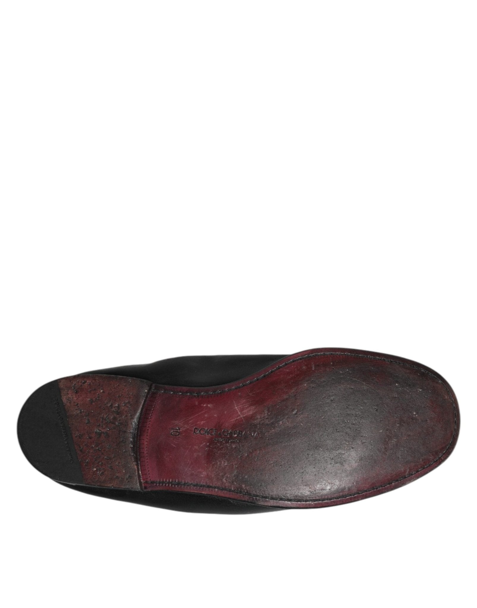 Dolce & Gabbana Black Leather Slip On Men Flat Loafers Shoes - RIMODA
