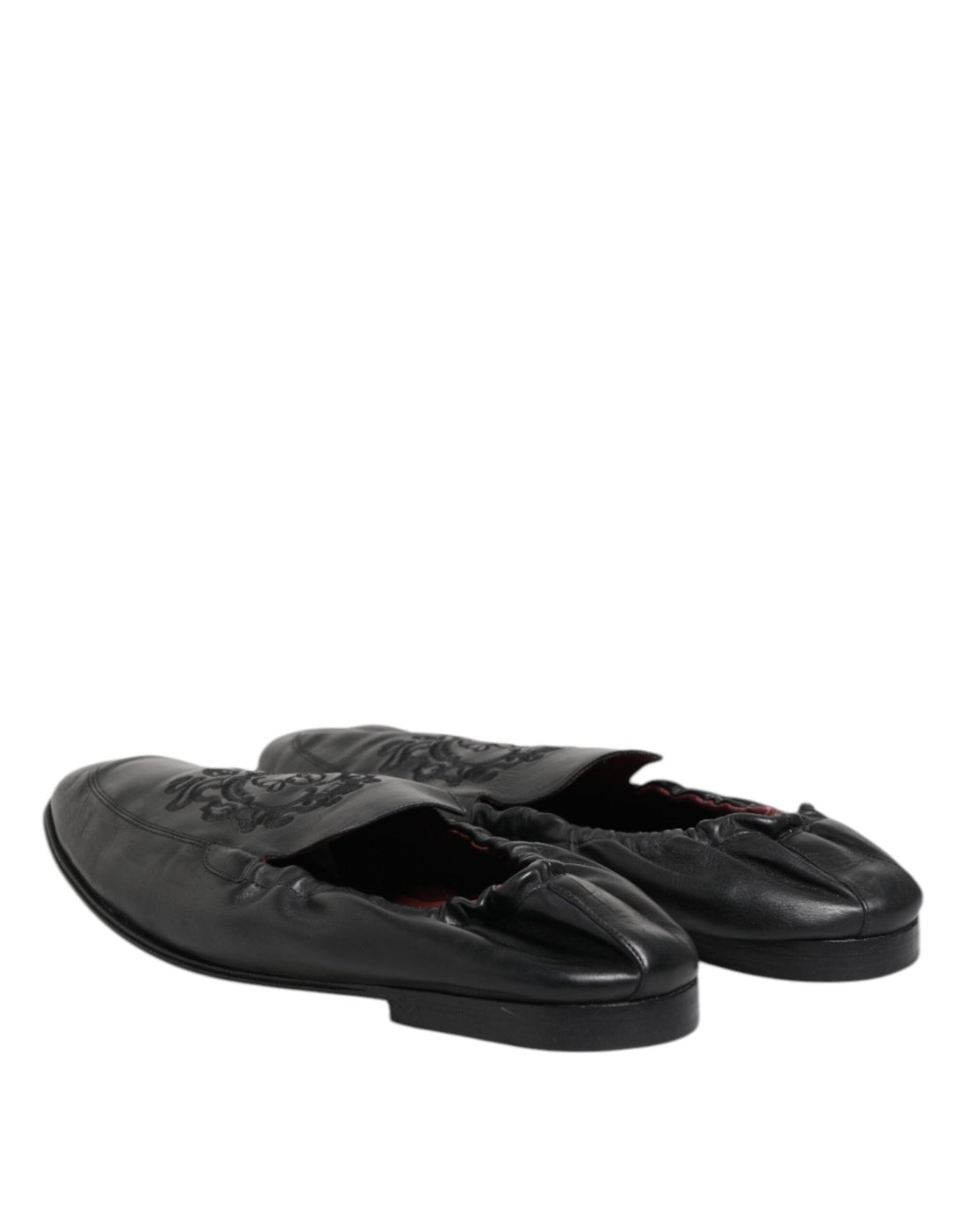 Dolce & Gabbana Black Leather Slip On Men Flat Loafers Shoes - RIMODA