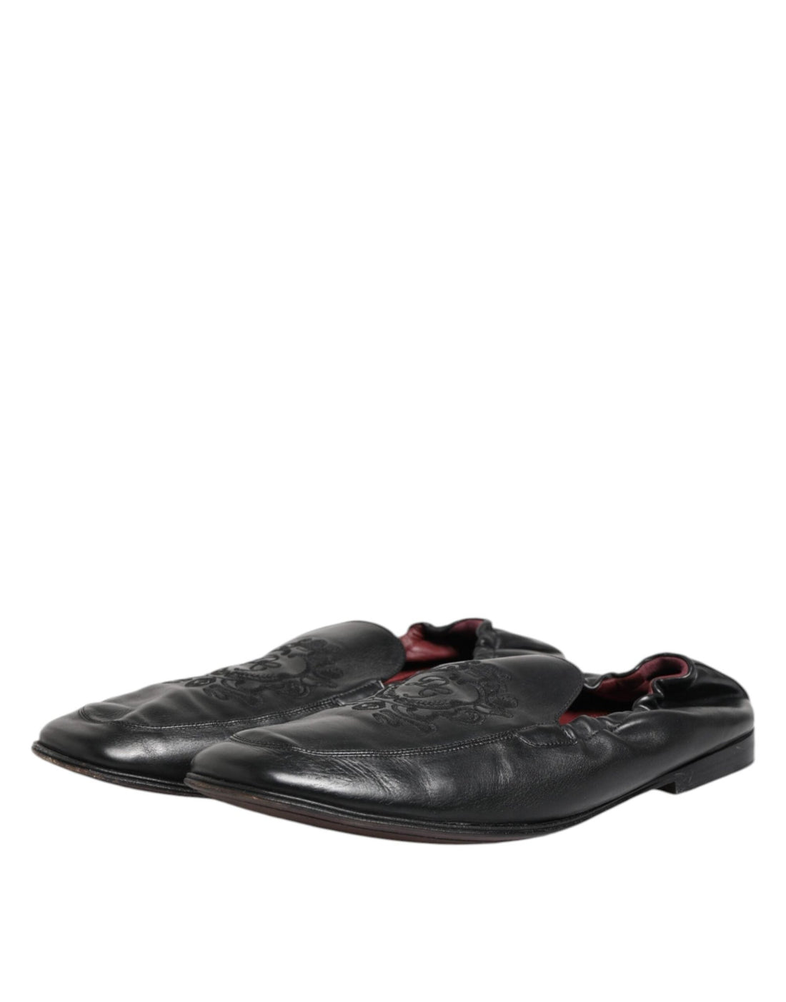 Dolce & Gabbana Black Leather Slip On Men Flat Loafers Shoes - RIMODA
