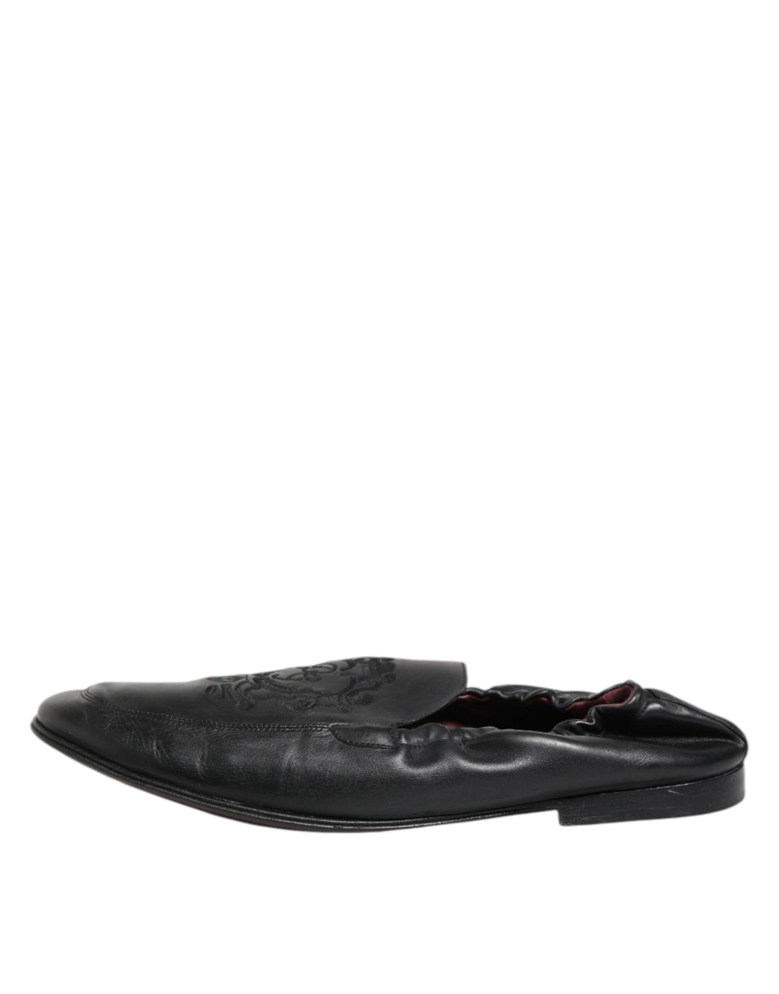 Dolce & Gabbana Black Leather Slip On Men Flat Loafers Shoes - RIMODA