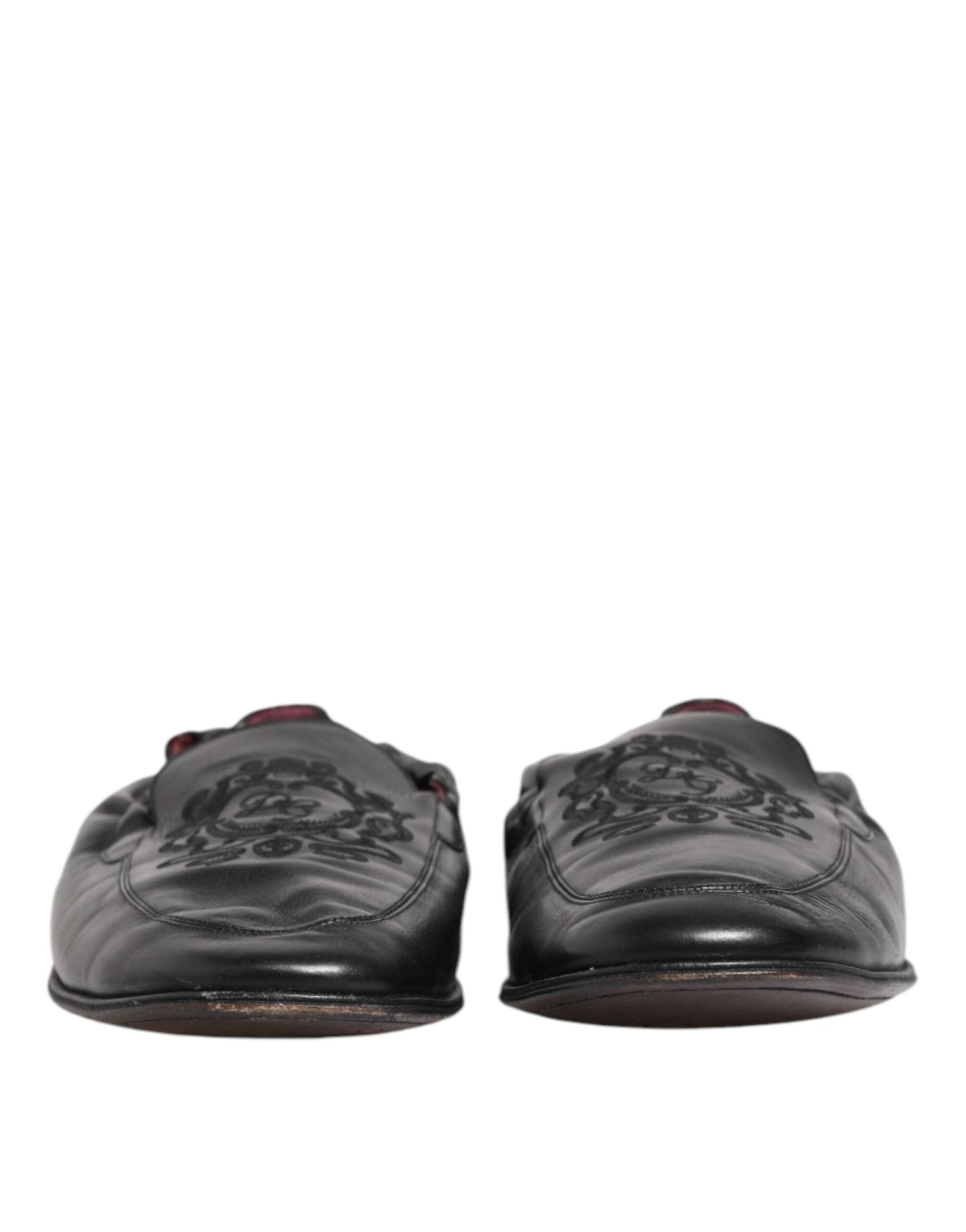 Dolce & Gabbana Black Leather Slip On Men Flat Loafers Shoes - RIMODA