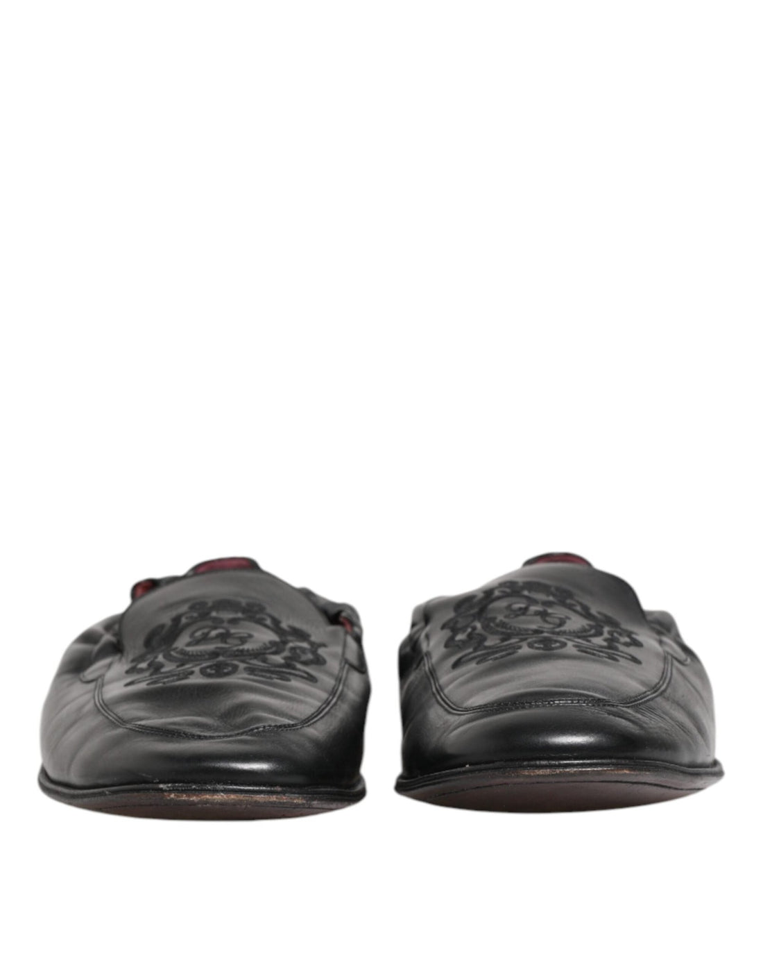 Dolce & Gabbana Black Leather Slip On Men Flat Loafers Shoes - RIMODA