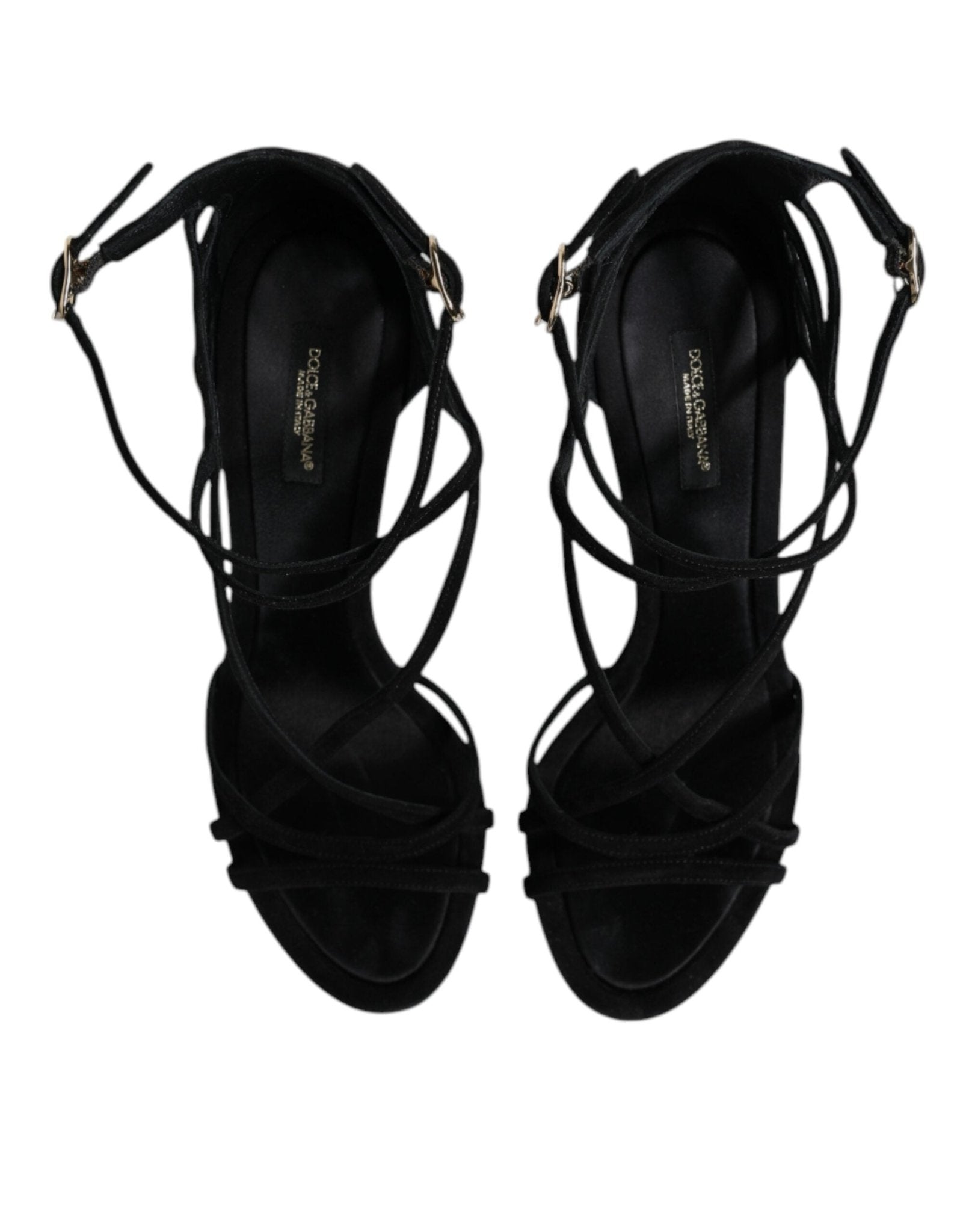 Dolce & Gabbana Black Leather Stiletto Heels Sandals Shoes - RIMODA