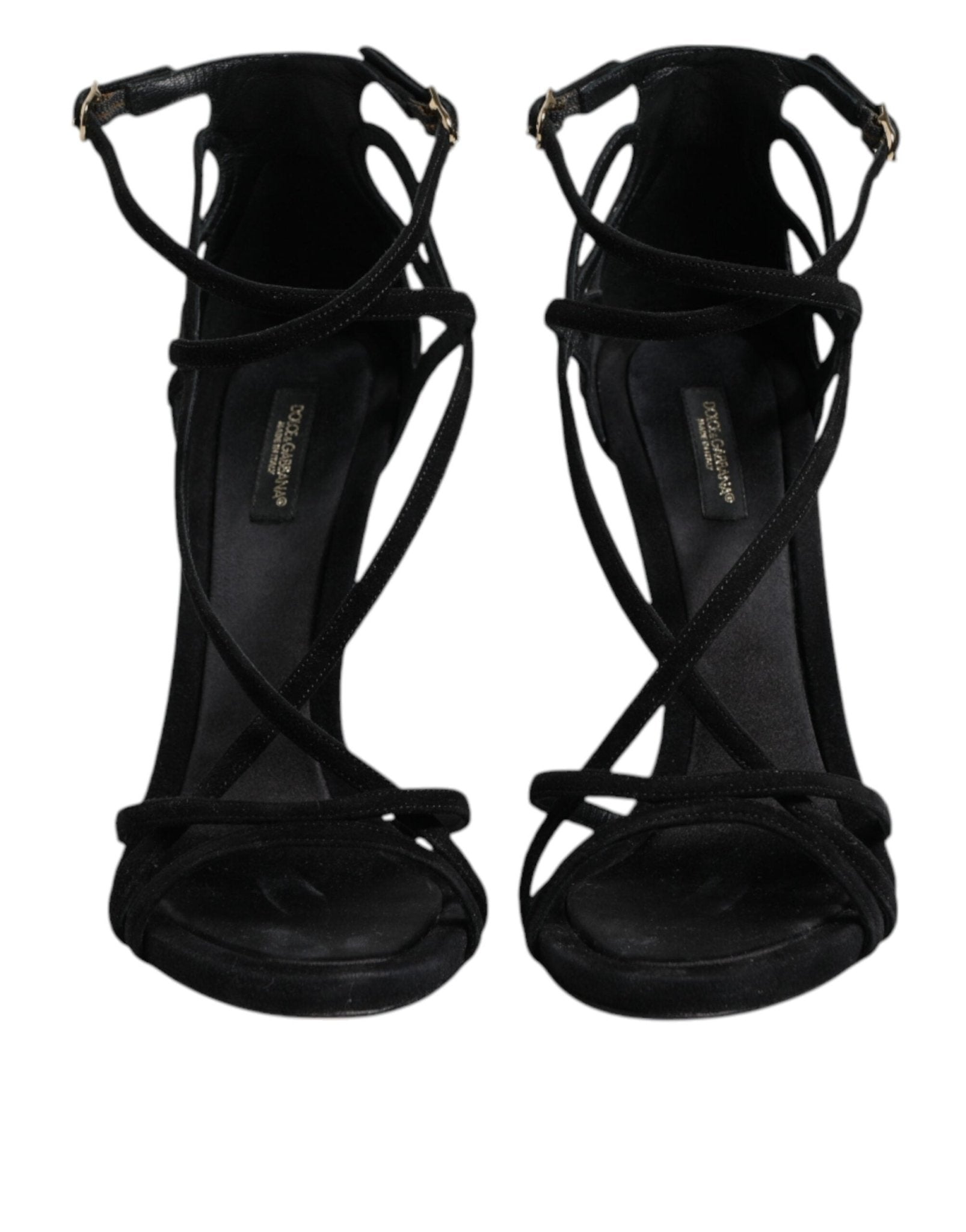 Dolce & Gabbana Black Leather Stiletto Heels Sandals Shoes - RIMODA