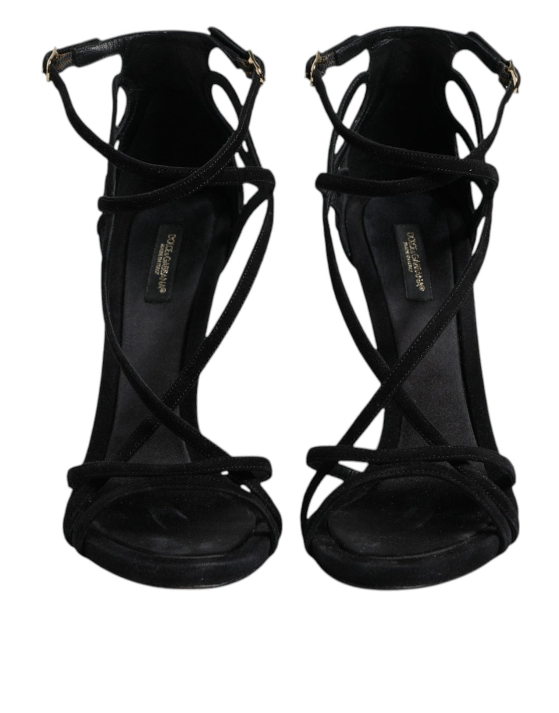 Dolce & Gabbana Black Leather Stiletto Heels Sandals Shoes - RIMODA
