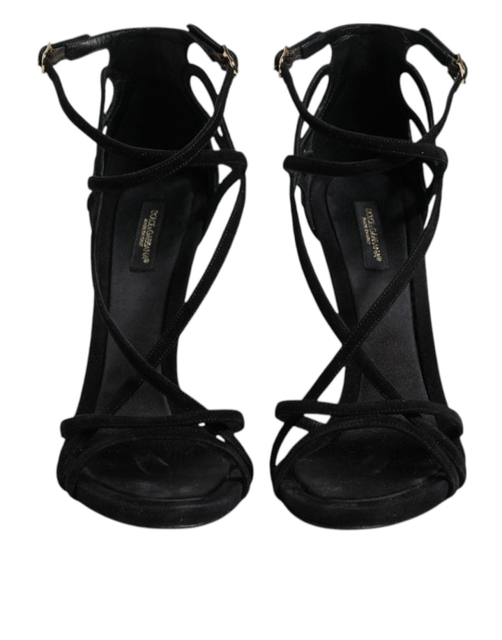 Dolce & Gabbana Black Leather Stiletto Heels Sandals Shoes - RIMODA