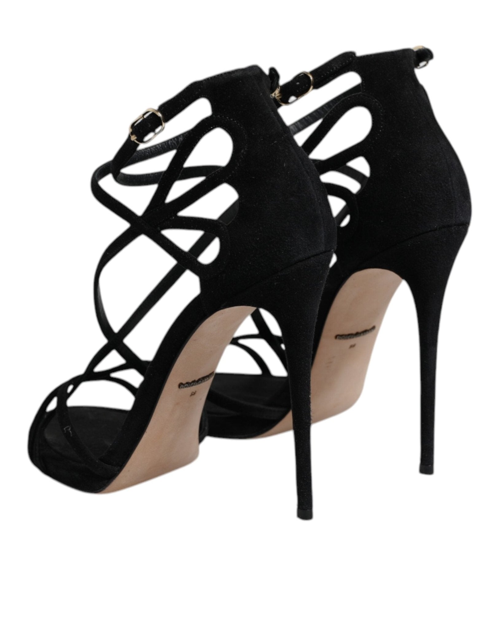 Dolce & Gabbana Black Leather Stiletto Heels Sandals Shoes - RIMODA