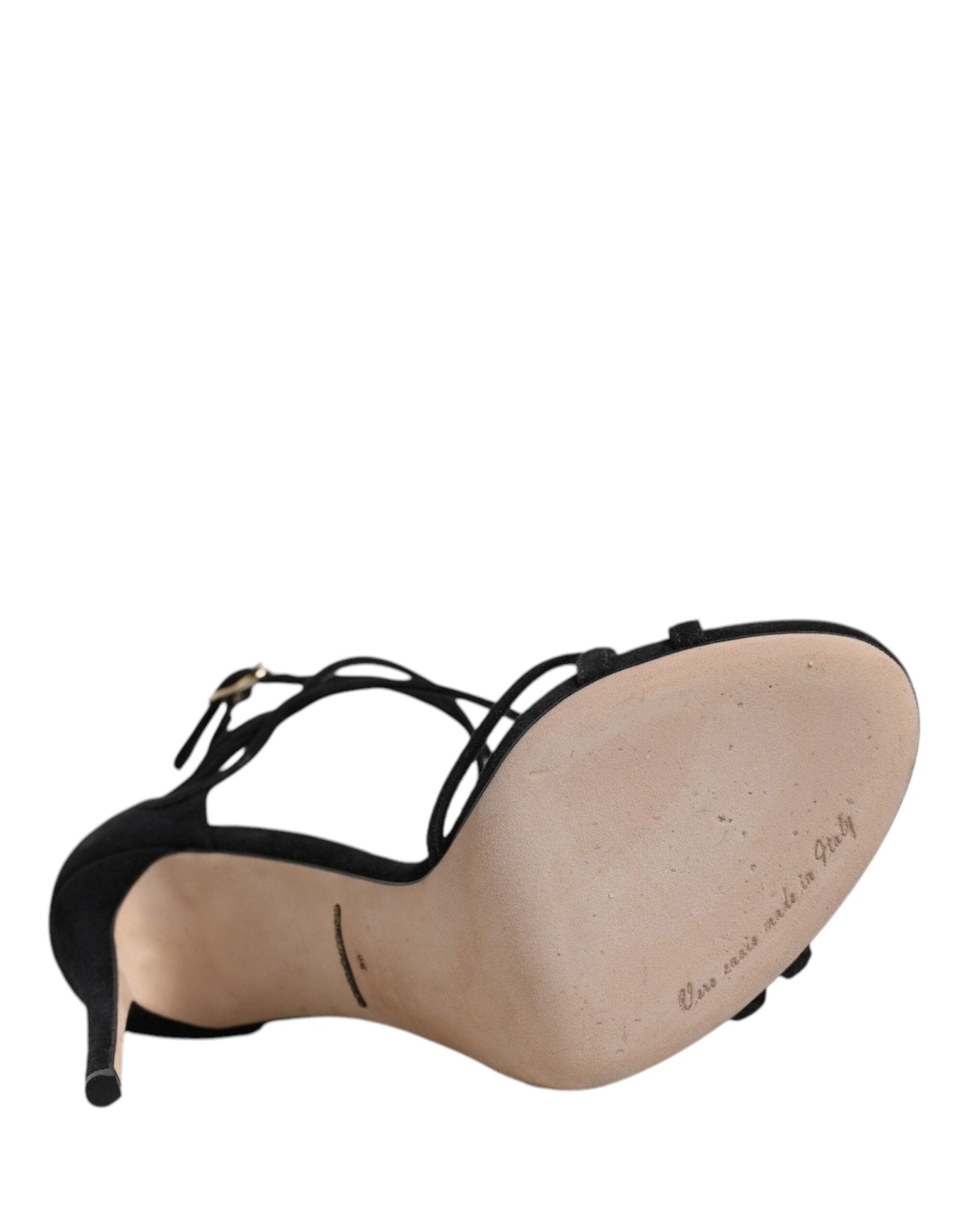 Dolce & Gabbana Black Leather Stiletto Heels Sandals Shoes - RIMODA