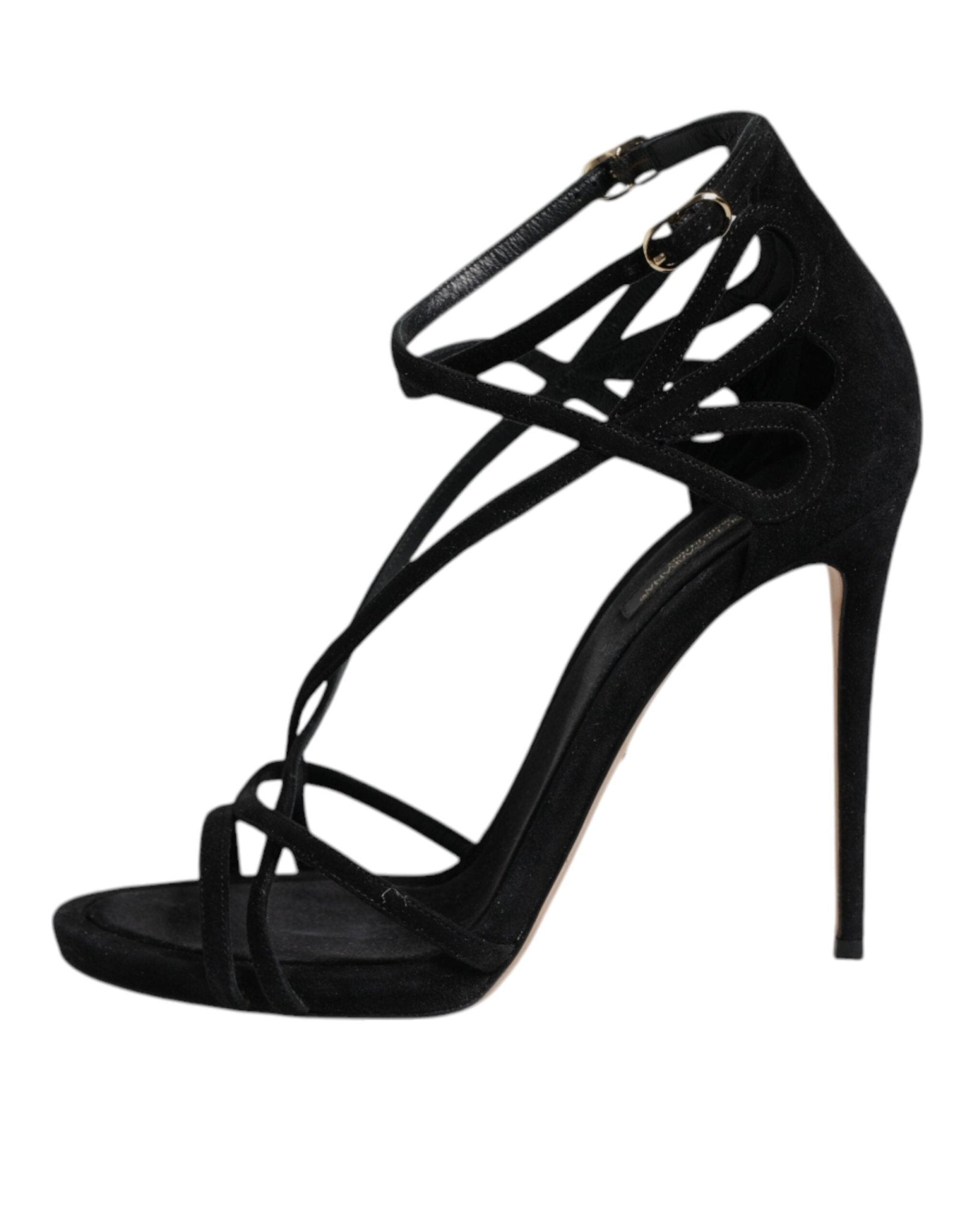Dolce & Gabbana Black Leather Stiletto Heels Sandals Shoes - RIMODA