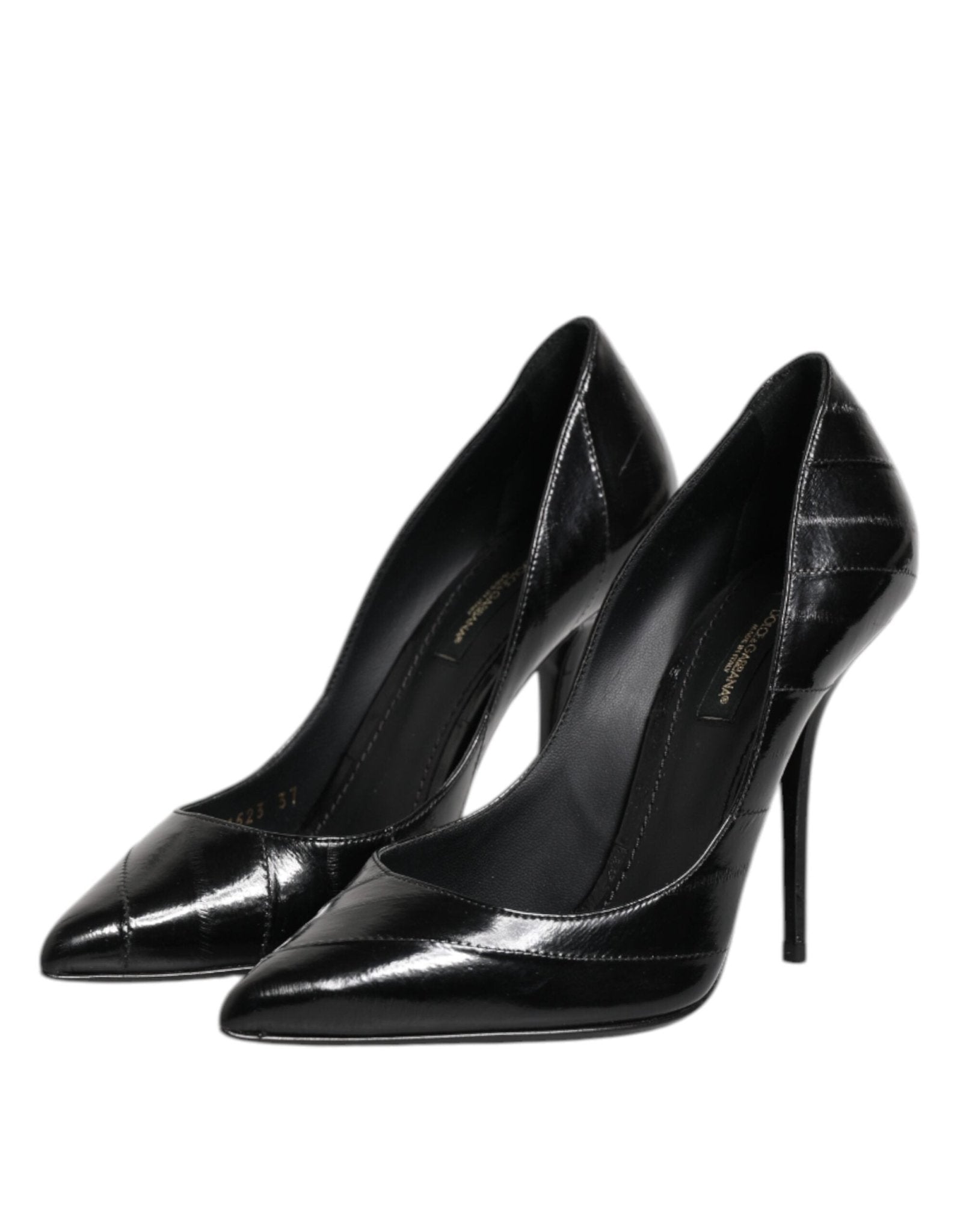 Dolce & Gabbana Black Leather Stiletto High Heels Pumps Shoes - RIMODA