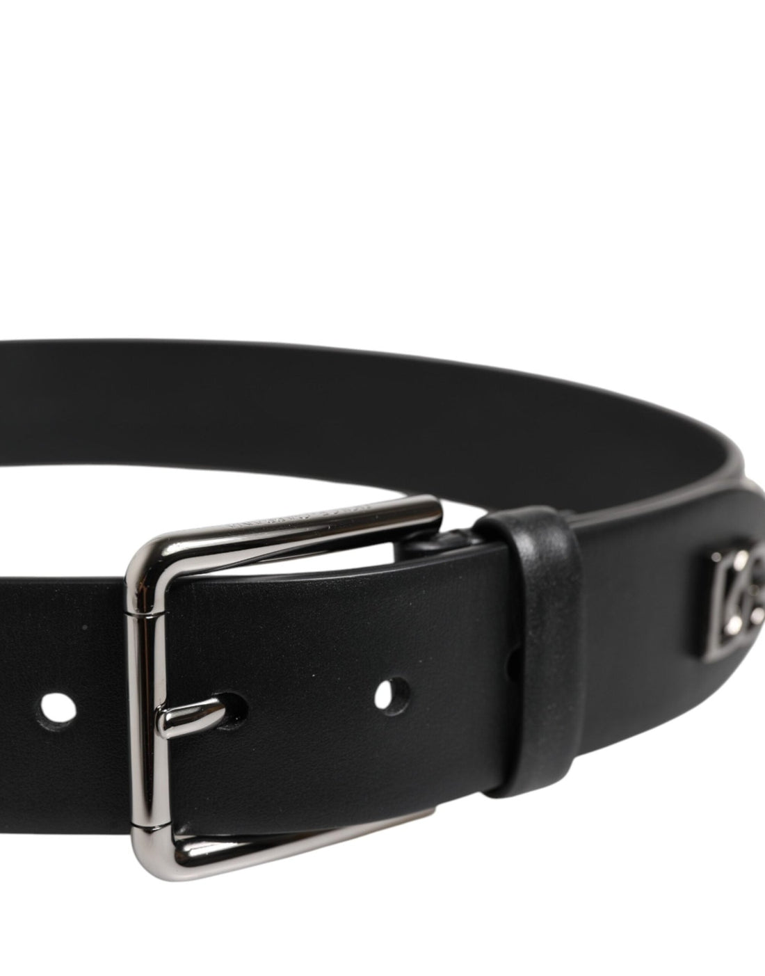 Dolce & Gabbana Black Leather Studded DG Metal Buckle Belt - RIMODA