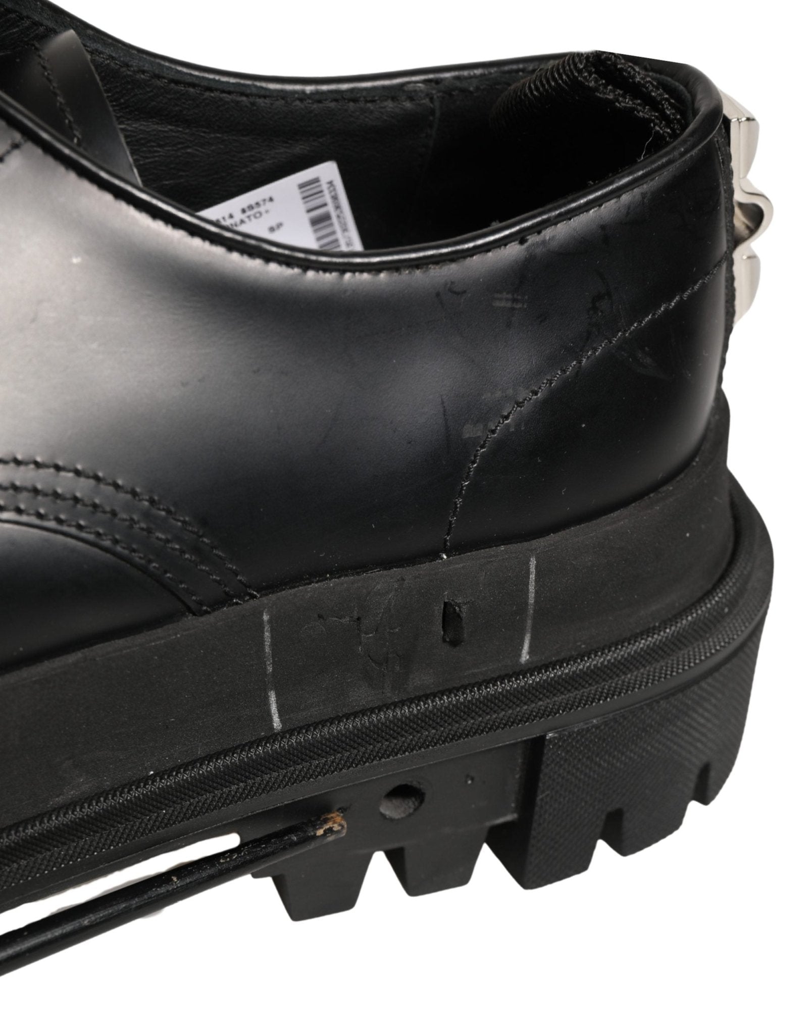 Dolce & Gabbana Black Leather Studded Hi - Trekking Derby Shoes - RIMODA