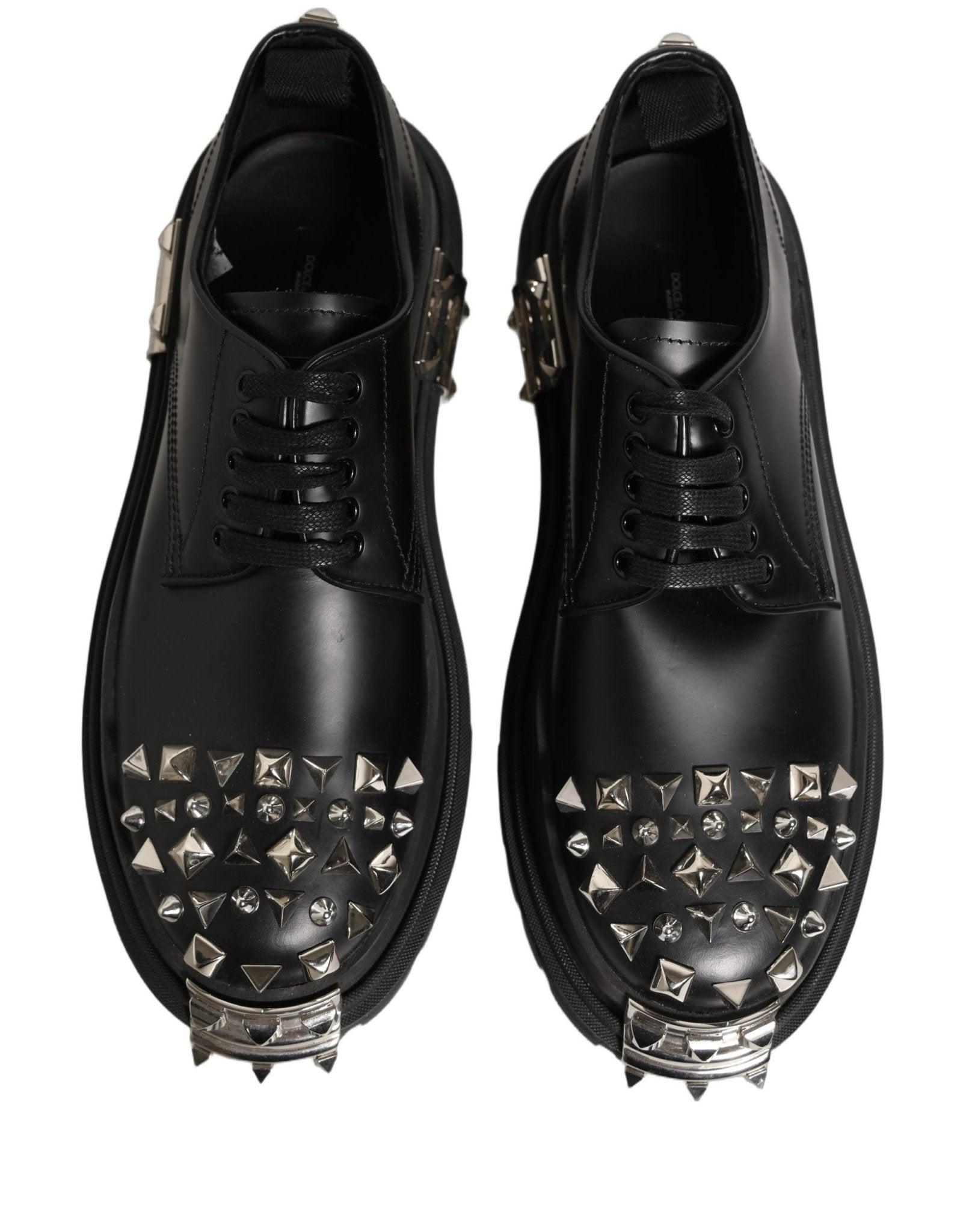 Dolce & Gabbana Black Leather Studded Hi - Trekking Derby Shoes - RIMODA