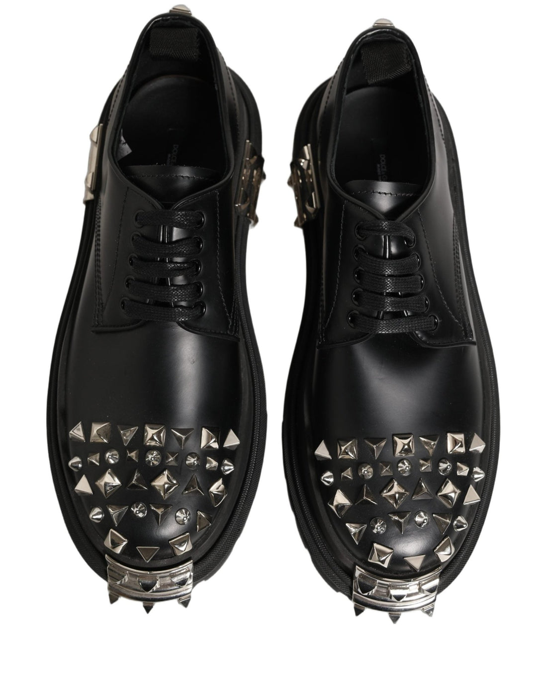 Dolce & Gabbana Black Leather Studded Hi - Trekking Derby Shoes - RIMODA