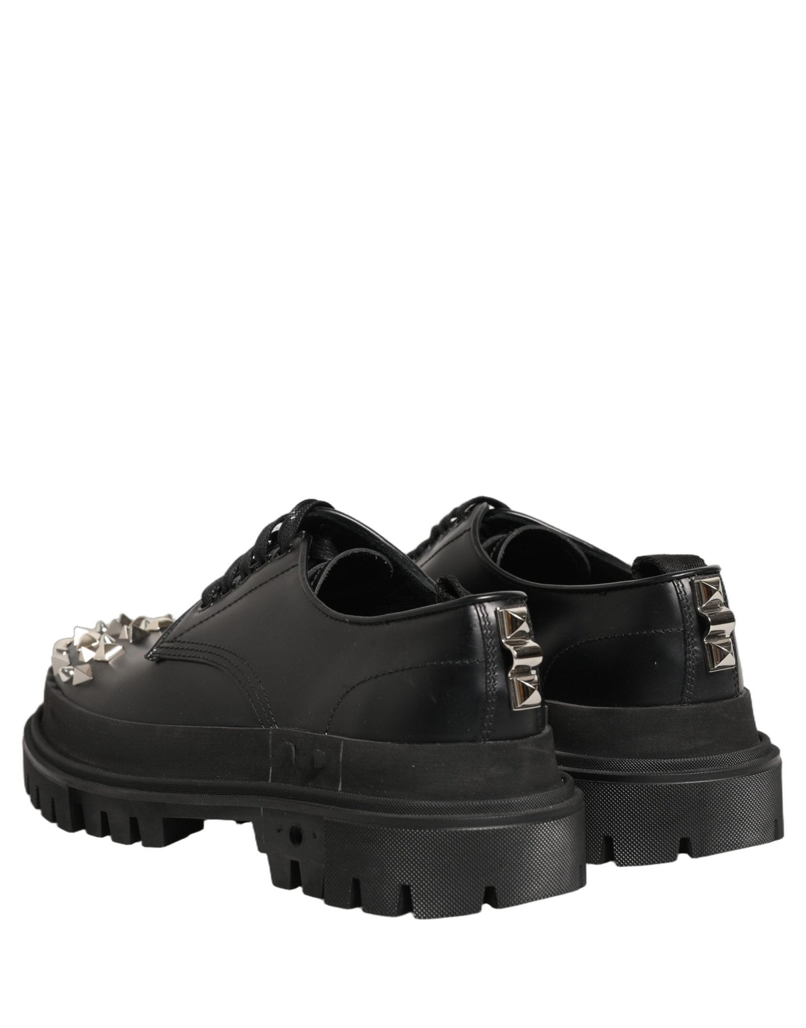 Dolce & Gabbana Black Leather Studded Hi - Trekking Derby Shoes - RIMODA