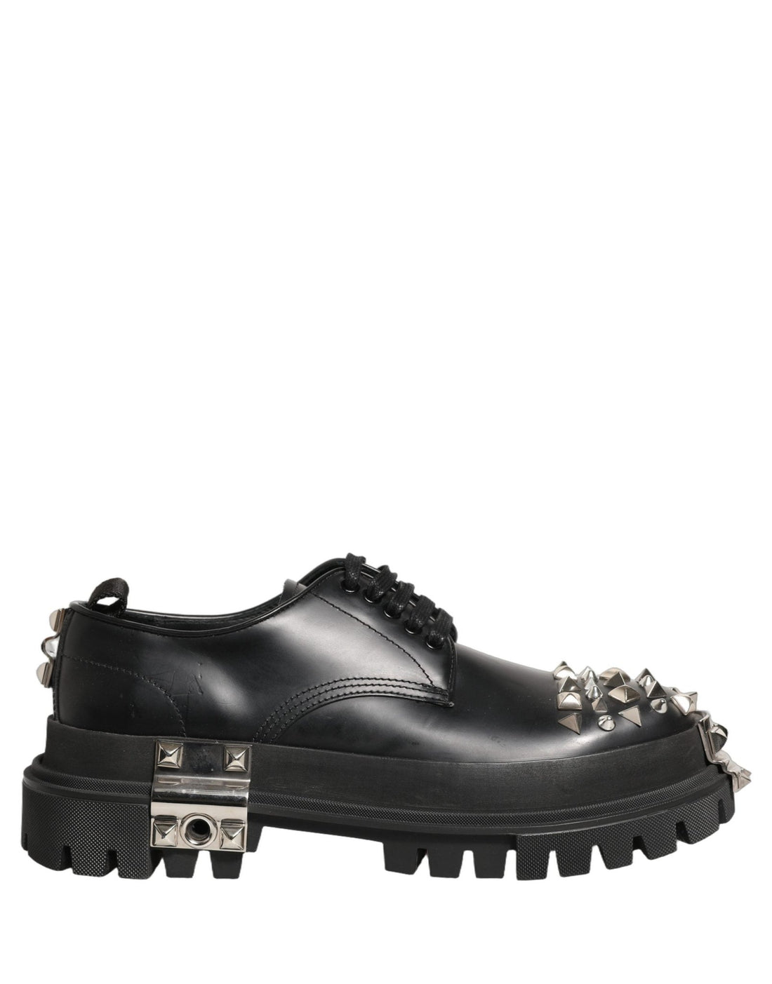 Dolce & Gabbana Black Leather Studded Hi - Trekking Derby Shoes - RIMODA
