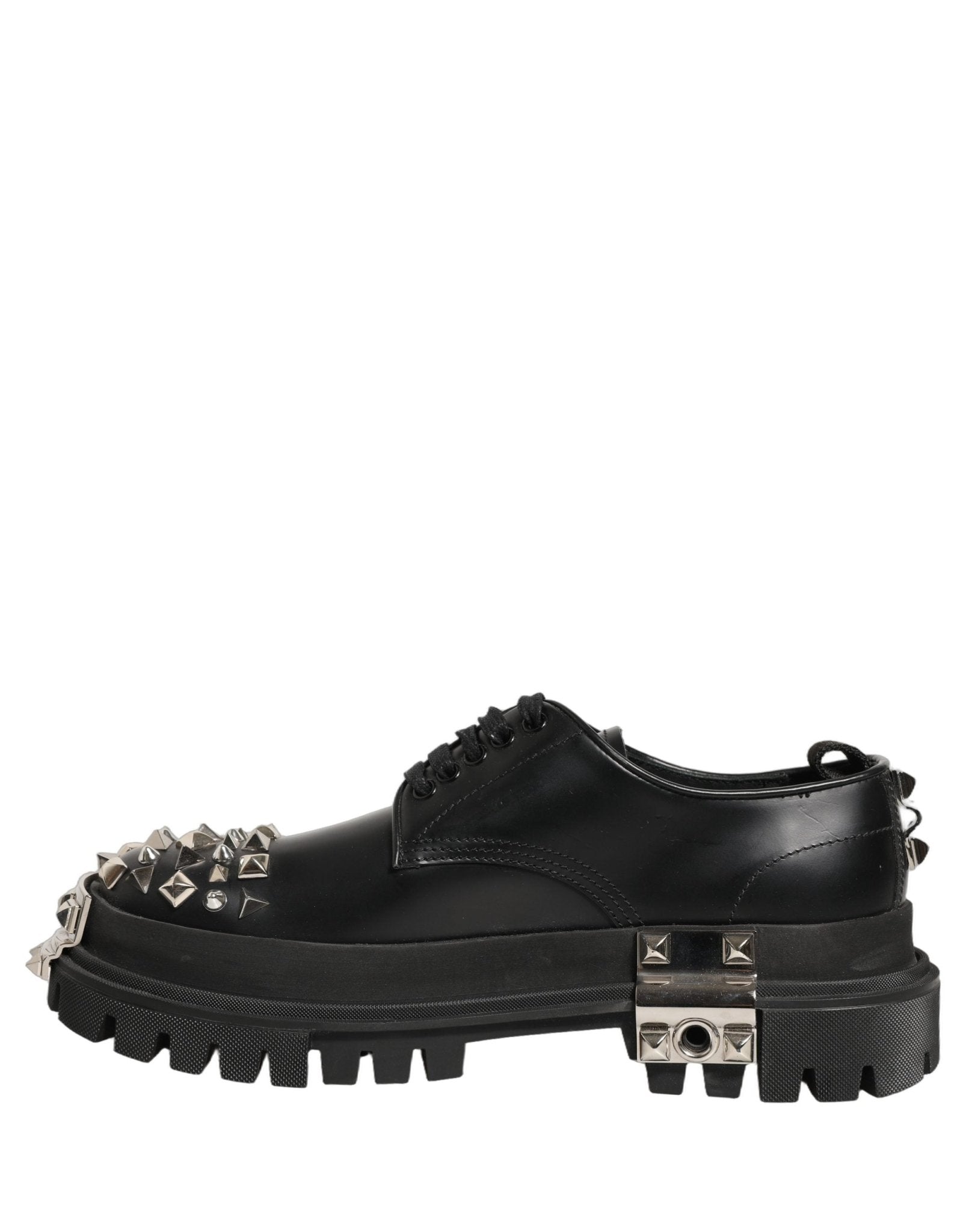 Dolce & Gabbana Black Leather Studded Hi - Trekking Derby Shoes - RIMODA